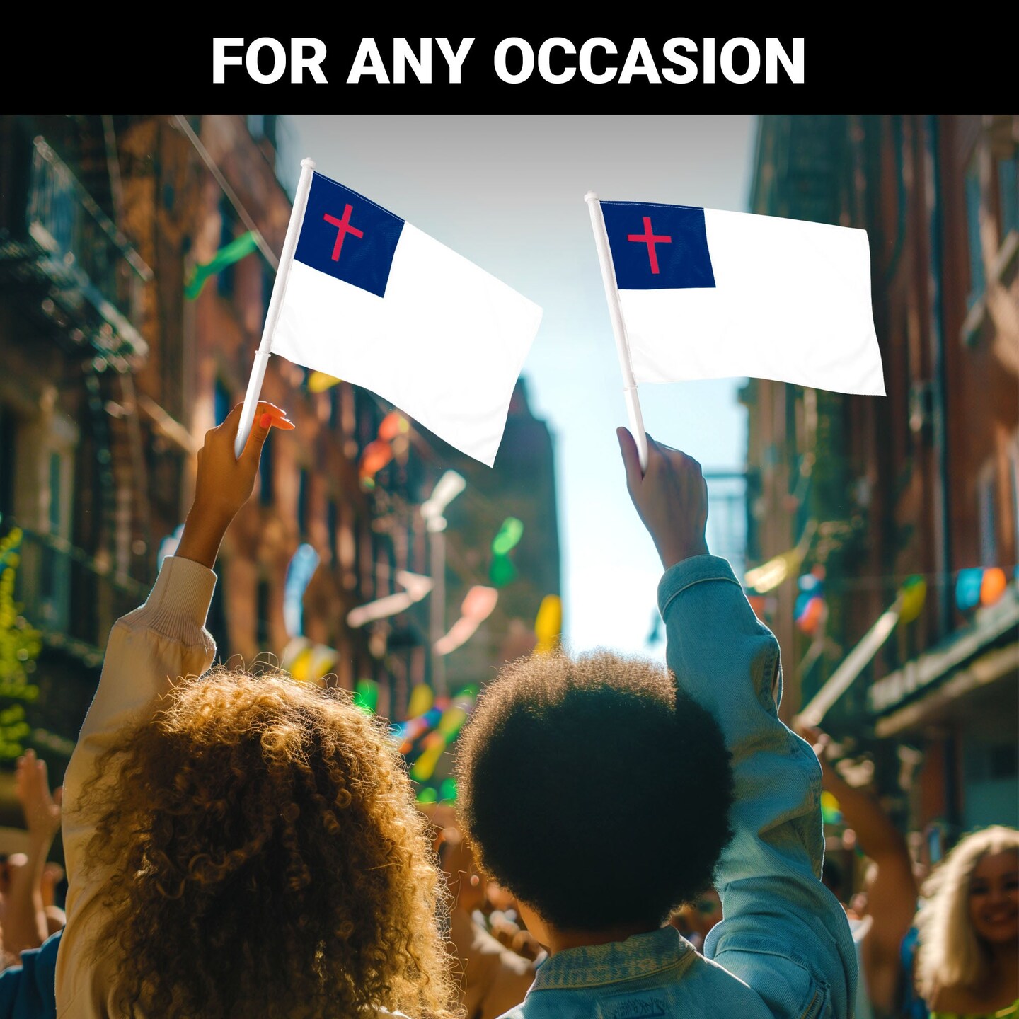 G128 2 Pack: Christian Car Flag | 11x17 In | Double LiteWeave Pro Series Double Sided Printed 150D Polyester | Flagpole Included | Perfect for Festival Celebrations, Parades