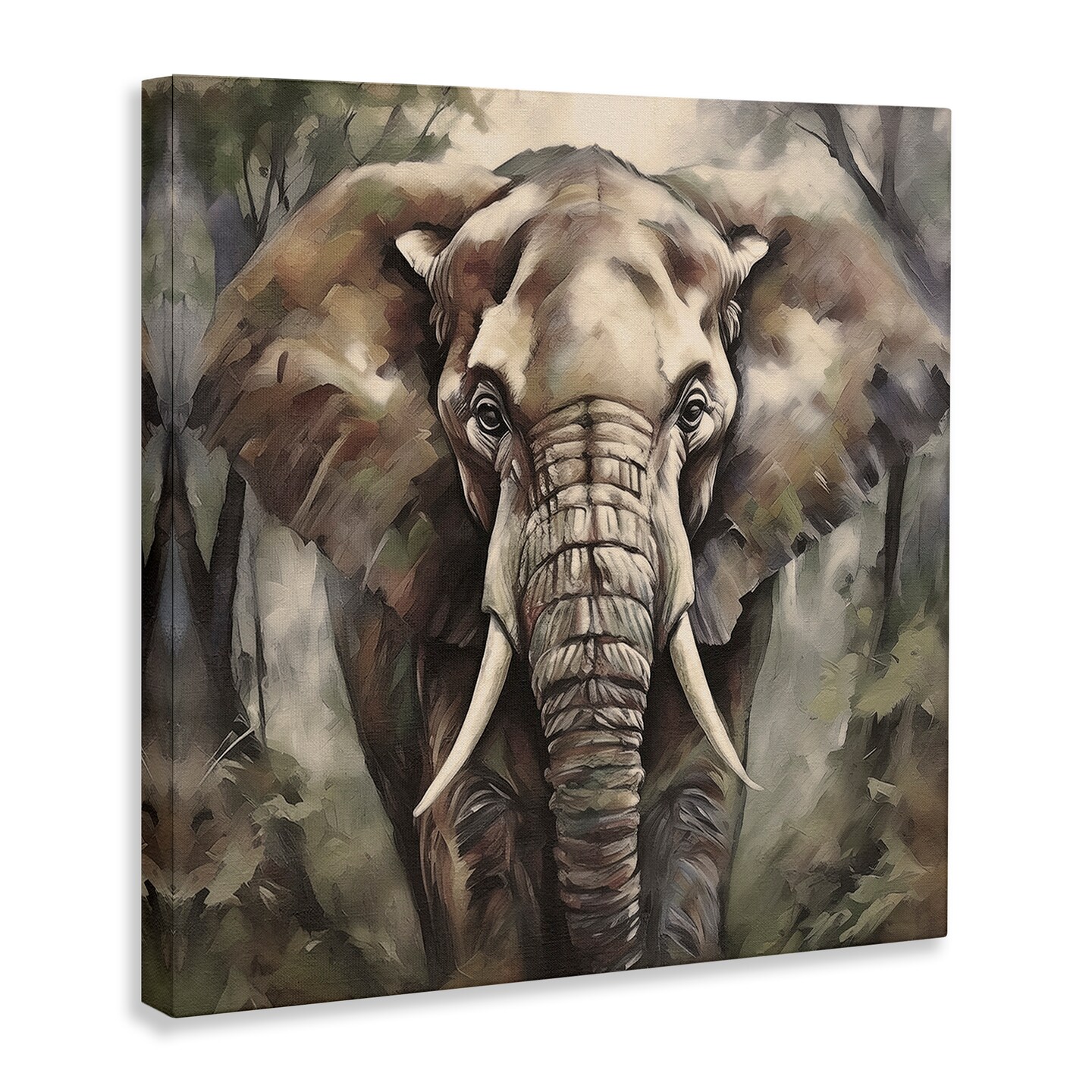 Stupell Industries Grey Elephant Portrait Canvas Wall Art Design by Noah Bay