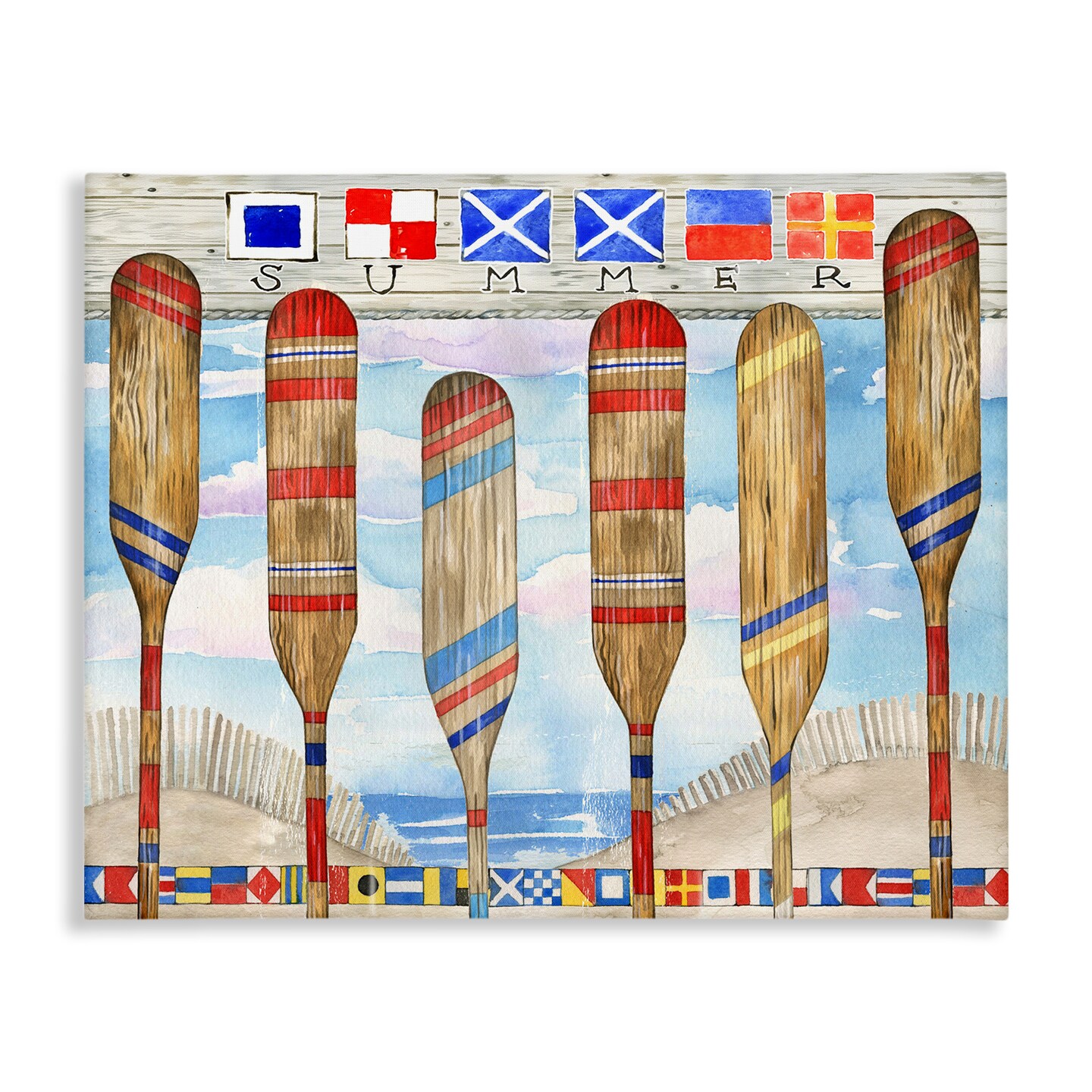 Stupell Industries Nautical Flags &#x26; Paddles Canvas Wall Art Design by Ronnie Rooney