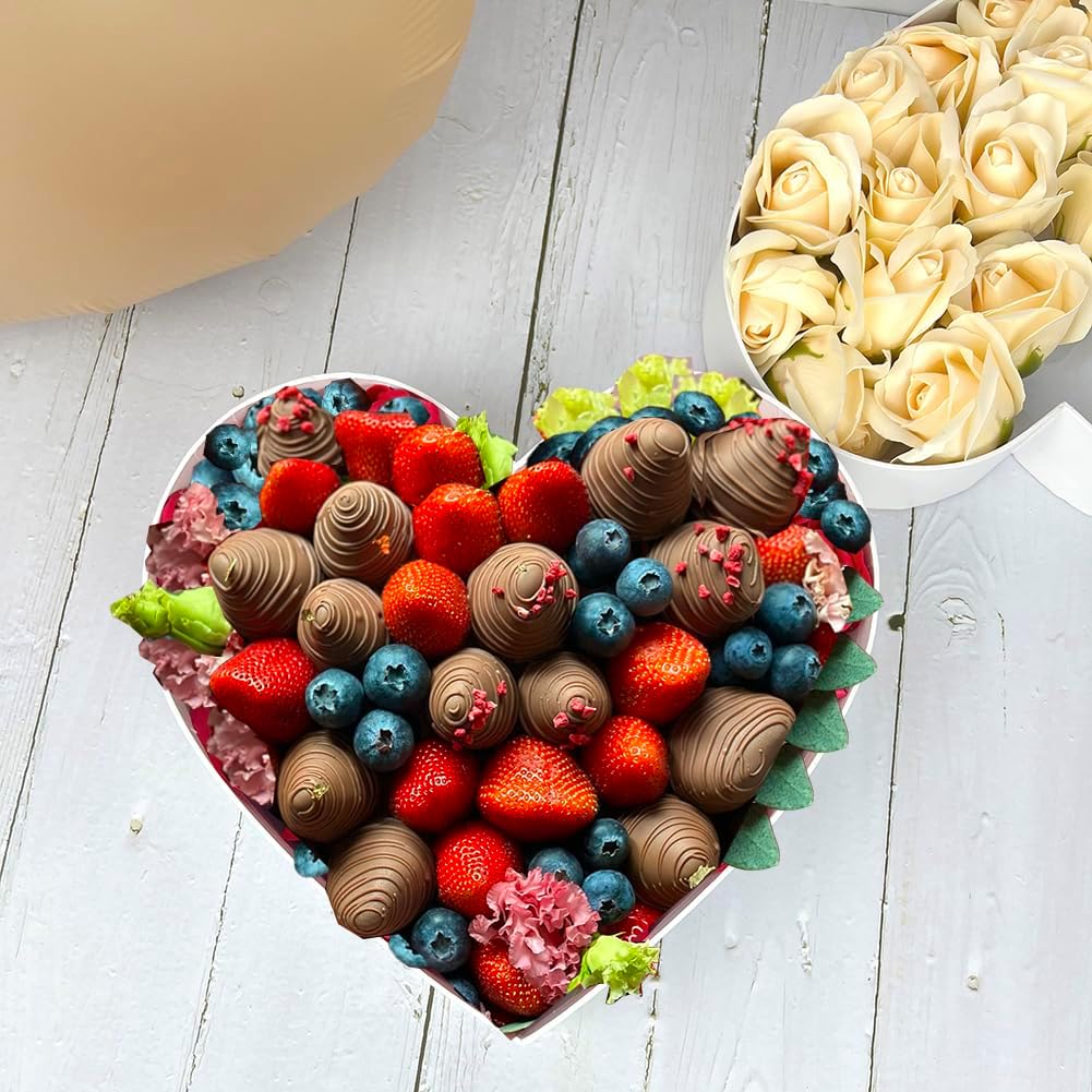 10&#x22;Cardboard Heart Shaped Gift Box, Set of 2(L/M) (Rose)