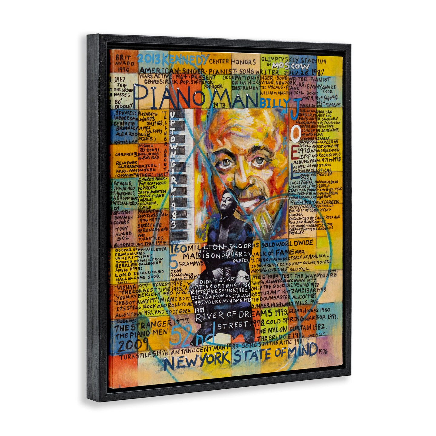 Stupell Industries Billy Joel Collage Framed Floater Canvas Wall Art Design by Sabin
