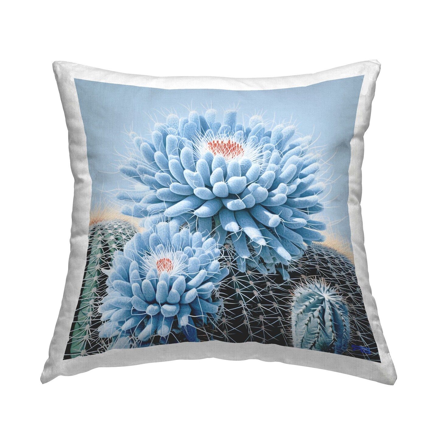 Blue Cactus Botanicals Design by RB Throw Pillow 
