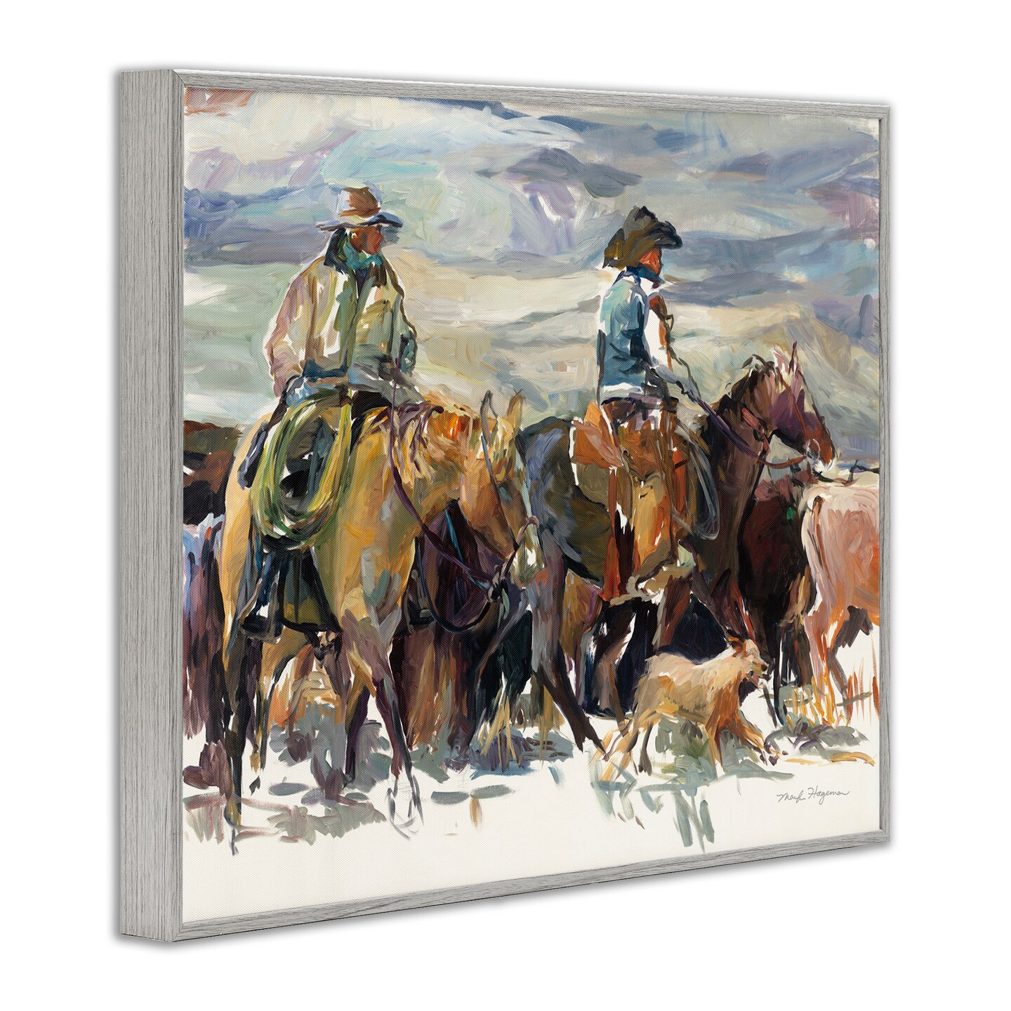 Stupell Industries The Roundup Western Painting Framed Giclee Wall Art Design by Marilyn Hageman