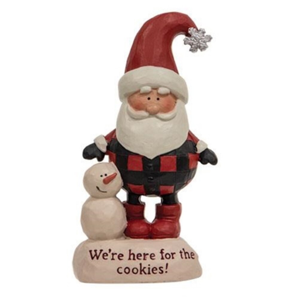 We&#x27;re Here For The Cookies Resin Santa With Snowman