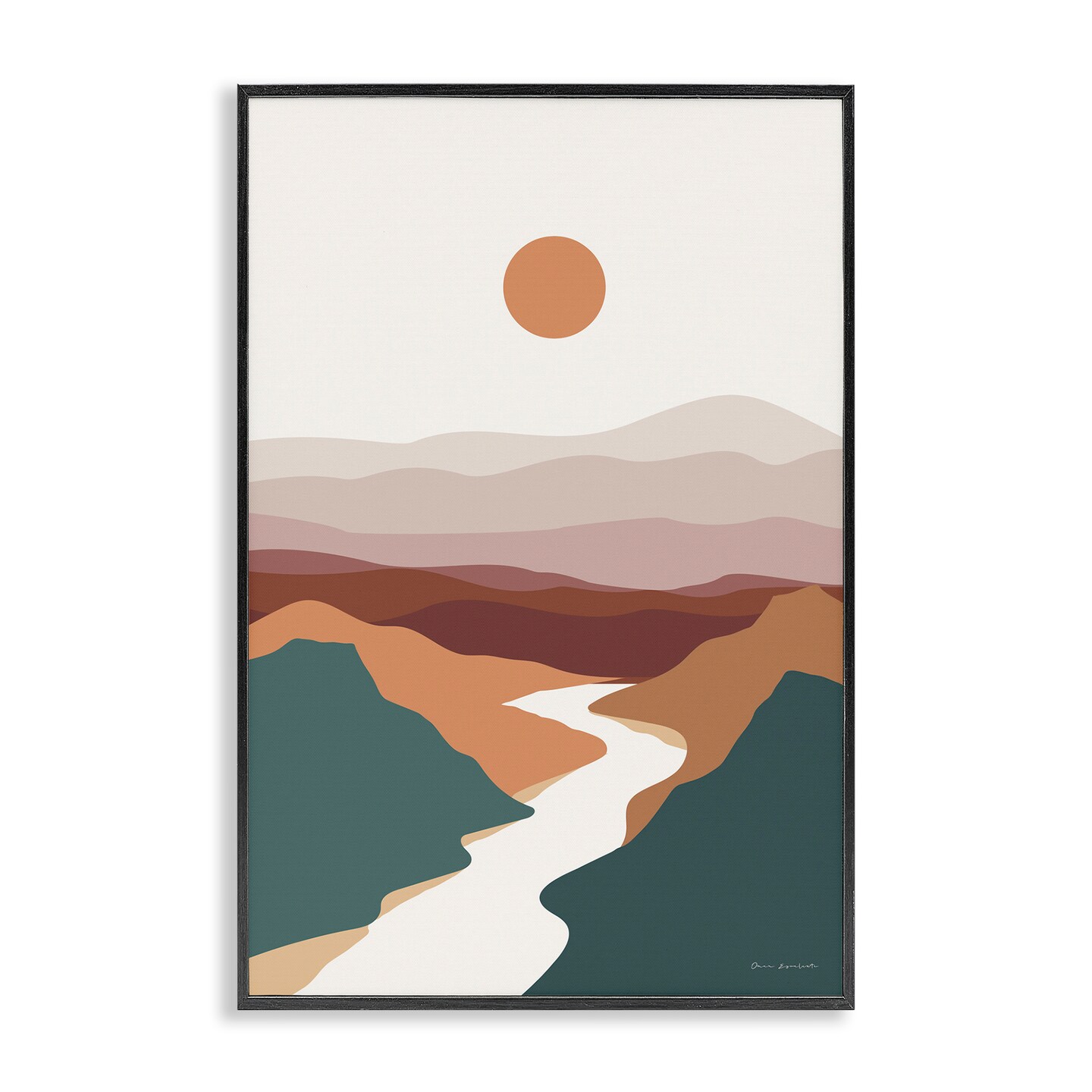 Stupell Industries Natural Mountain Valley Framed Giclee Wall Art Design by Omar Escalante