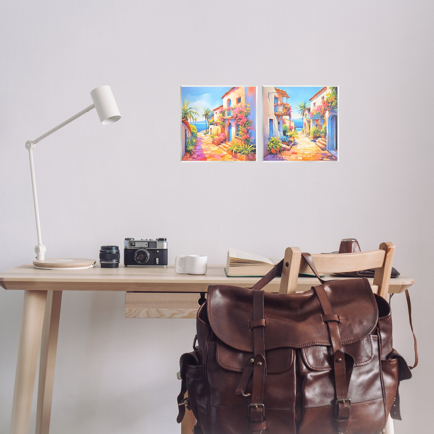 Stupell Industries Mediterranean Summer Island Vista 2 pc Wall Plaque Art Set Design by Andrea Haase