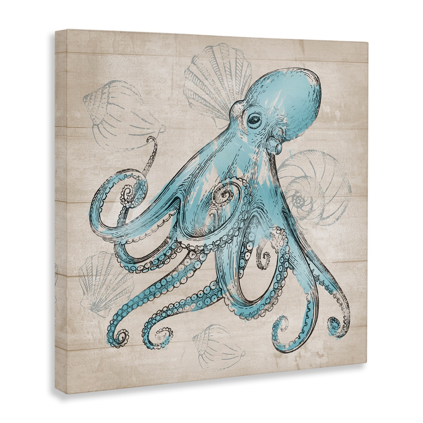 Stupell Industries Vintage Drawn Octopus Canvas Wall Art Design by Conrad Knutsen