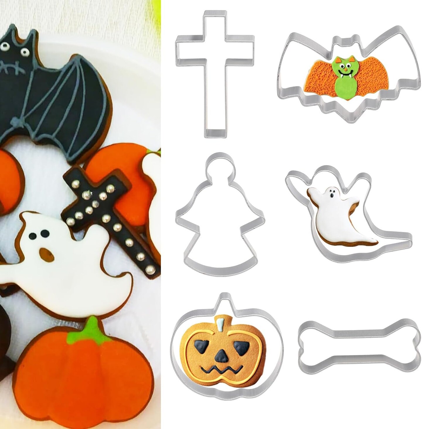 Flower Cookie Cutter Set 6 Piece Chrysanthemum Tulip Cherry Blossom Plum Blossom Butterfly Water Drop for Baking &#x26; Gifts