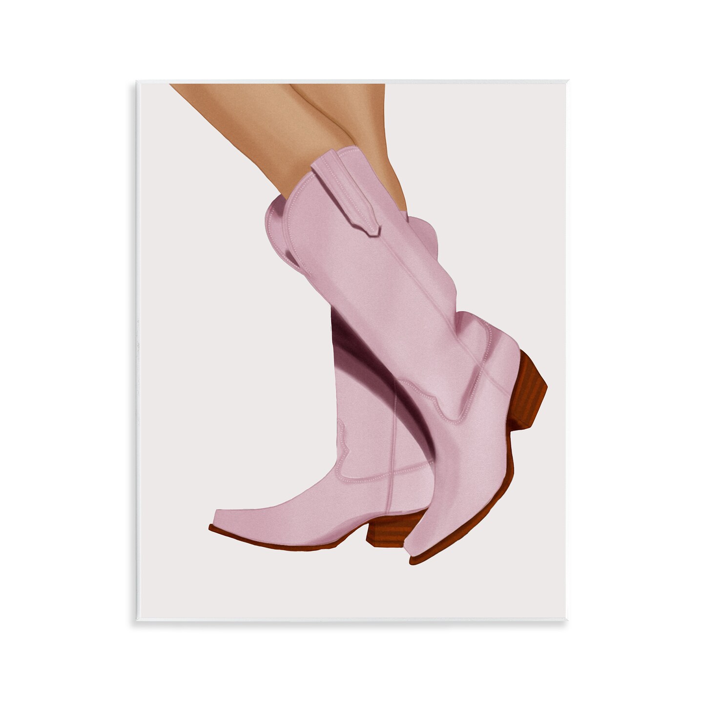 Stupell Industries Pastel Pink Cowgirl Boots Wall Plaque Art Design by Saba Rauf