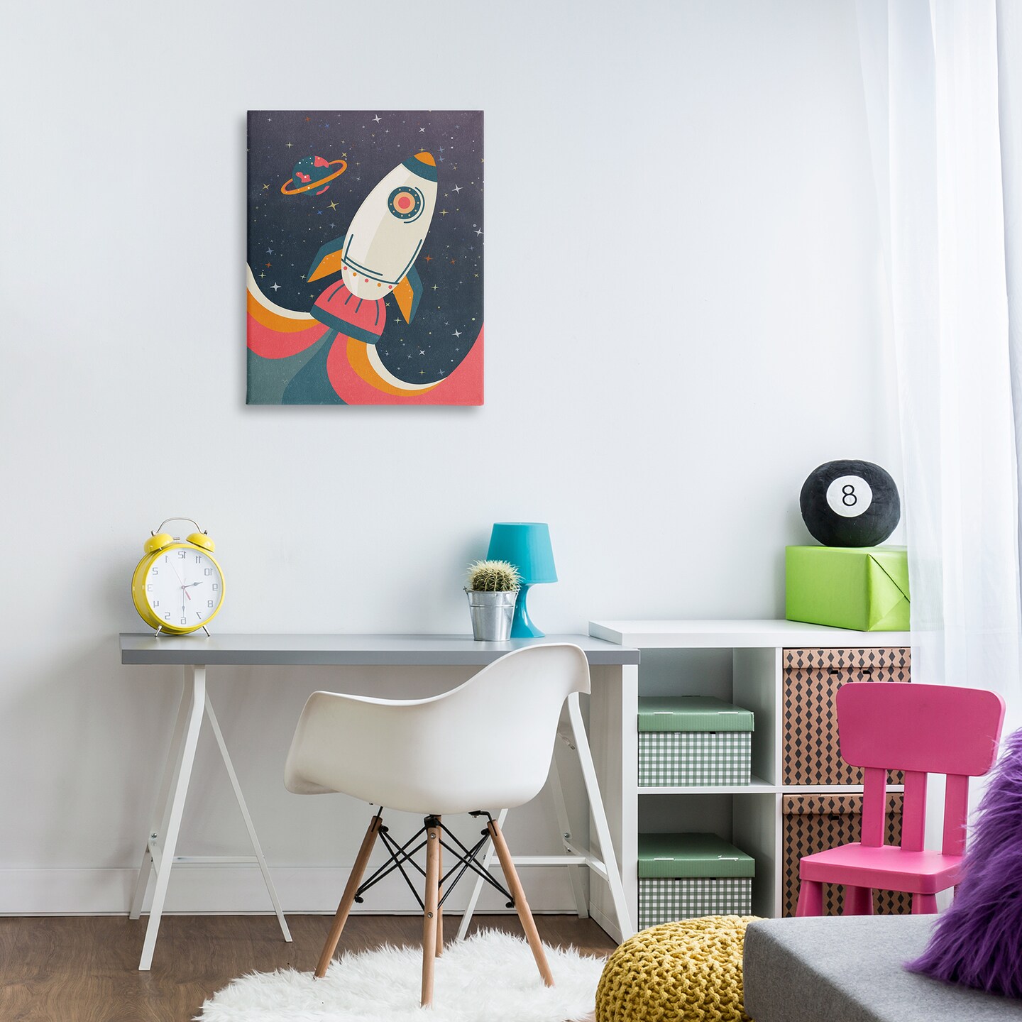 Stupell Industries Retro Space Rocket Canvas Wall Art Design by Nataly White