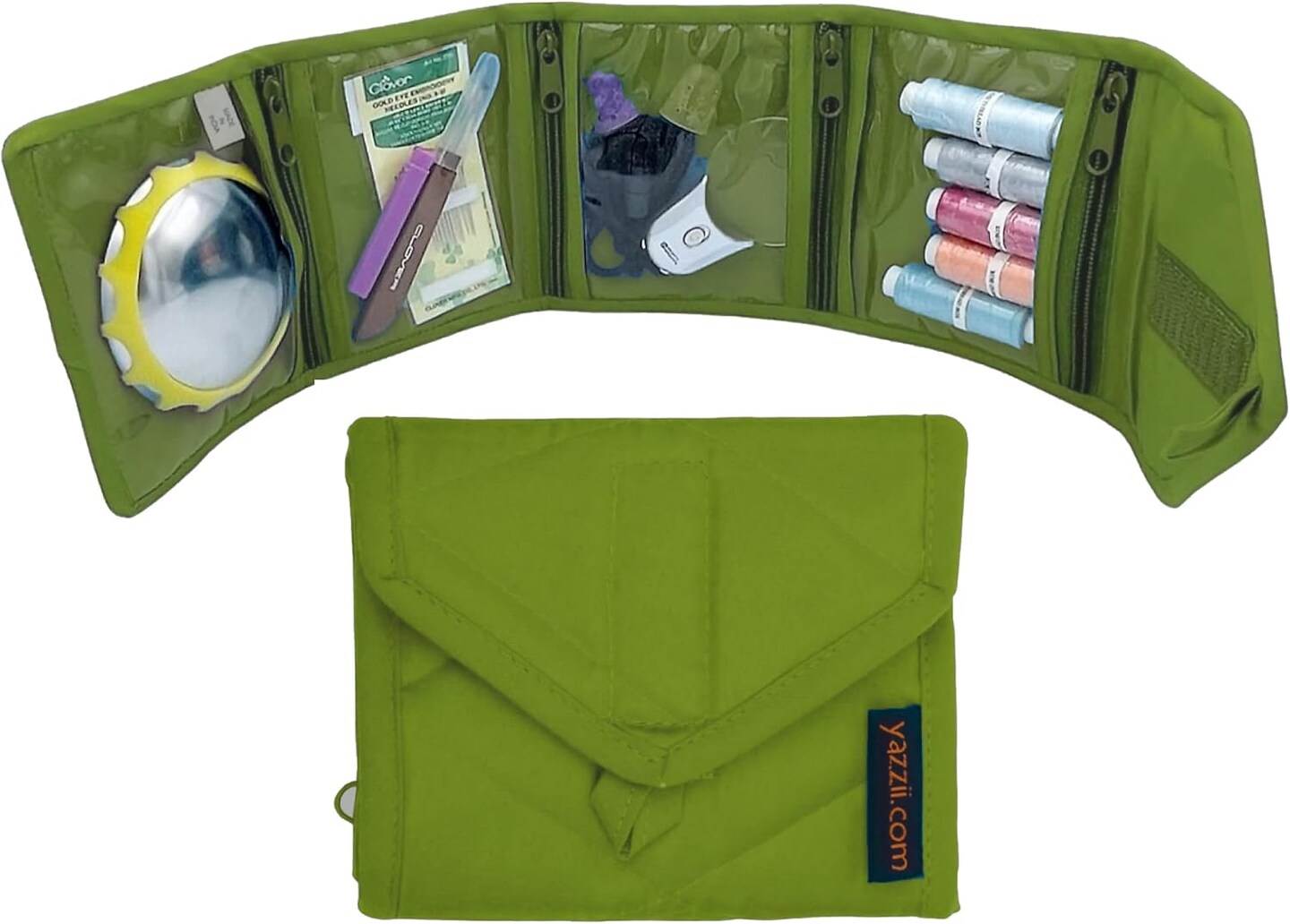 Craft Travel Wallet - Portable &#x26; Multifunctional Craft Purse - 4 Pocket Holder for Notions, Credit Cards, Jewelry, Accessories, Medicine, &#x26; More! Green