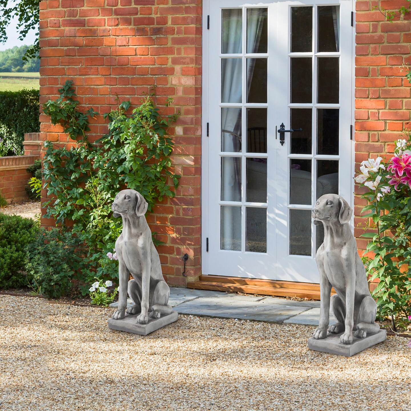 Set of 2 28.25&#x22;H MGO Sitting Labrador Retriever Dog Statue