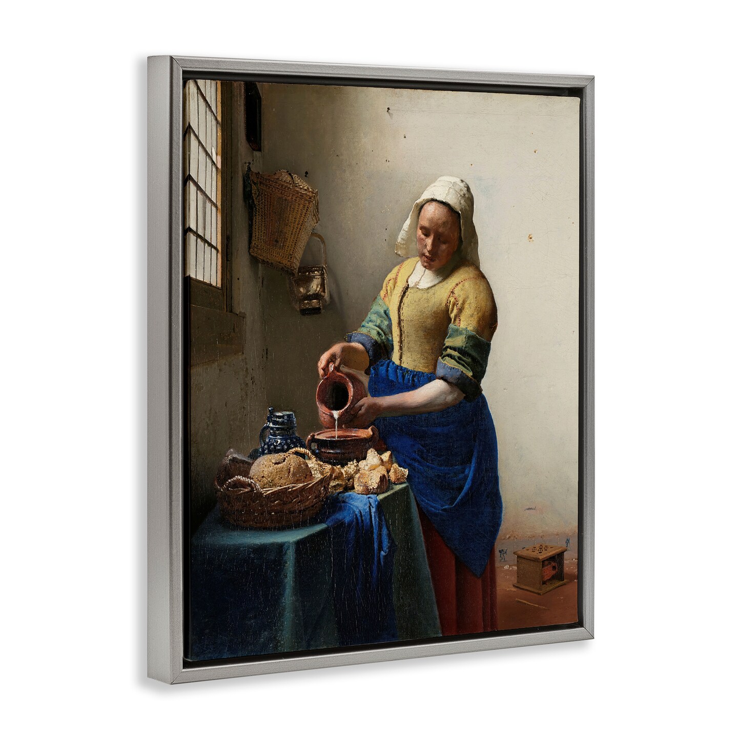Stupell Industries Classical Vermeer The Milkmaid Framed Floater Canvas Wall Art Design by one1000paintings