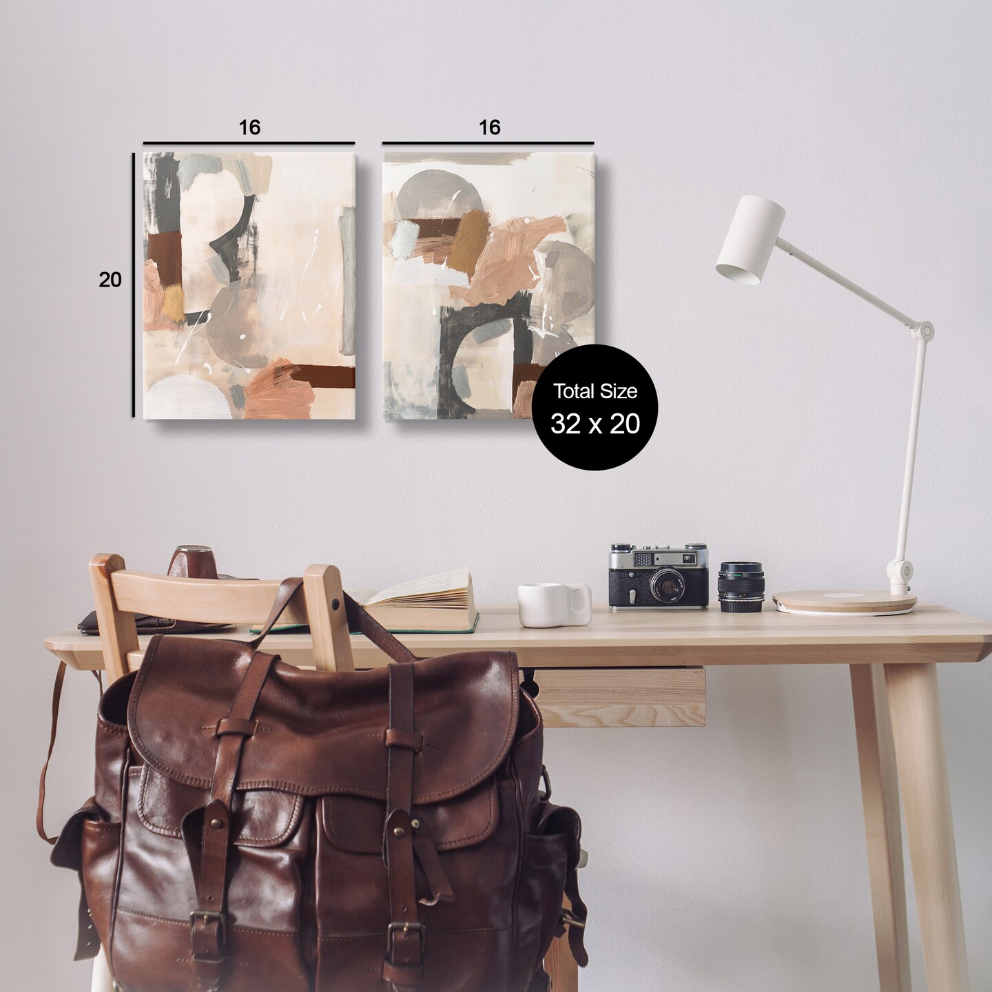 Stupell Industries Abstract Neutral Shapes Brown 2 pc Canvas Wall Art Set Design by Victoria Barnes