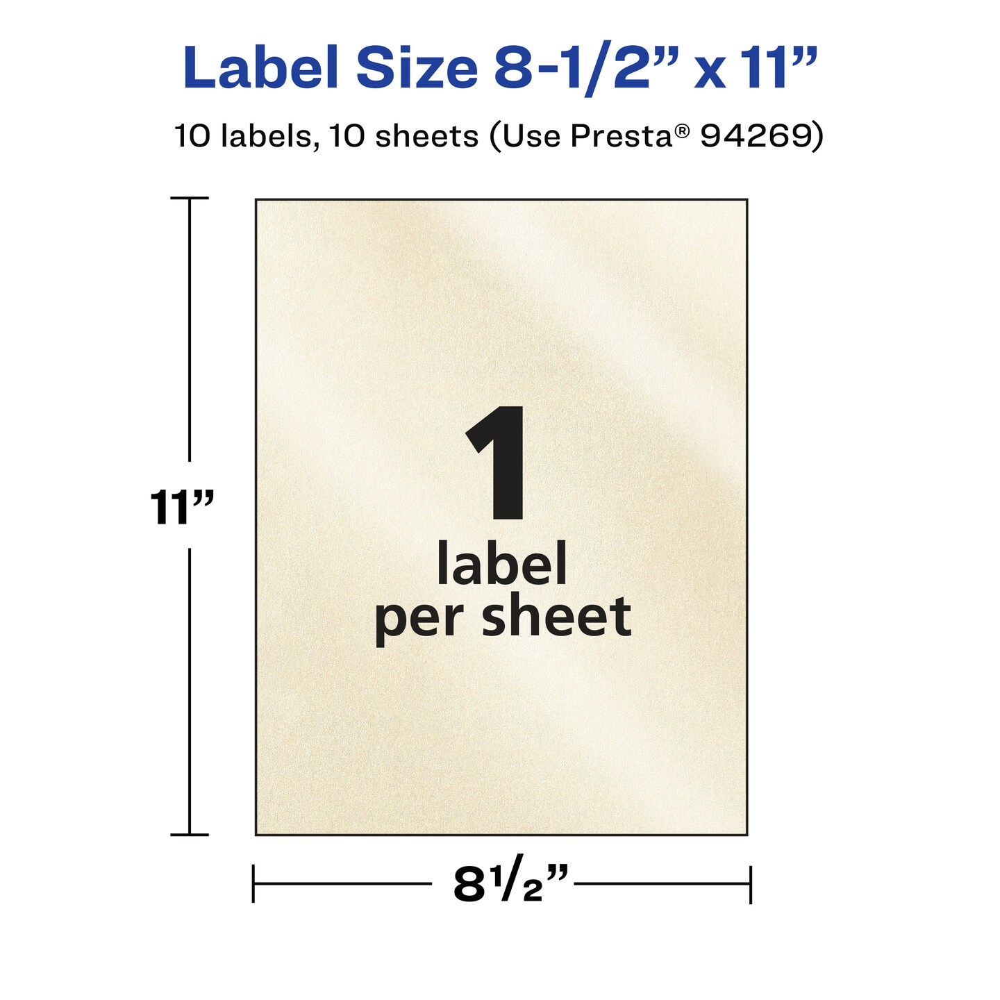 Avery Pearlized Ivory Rectangle Labels, 8.5&#x22; x 11&#x22;