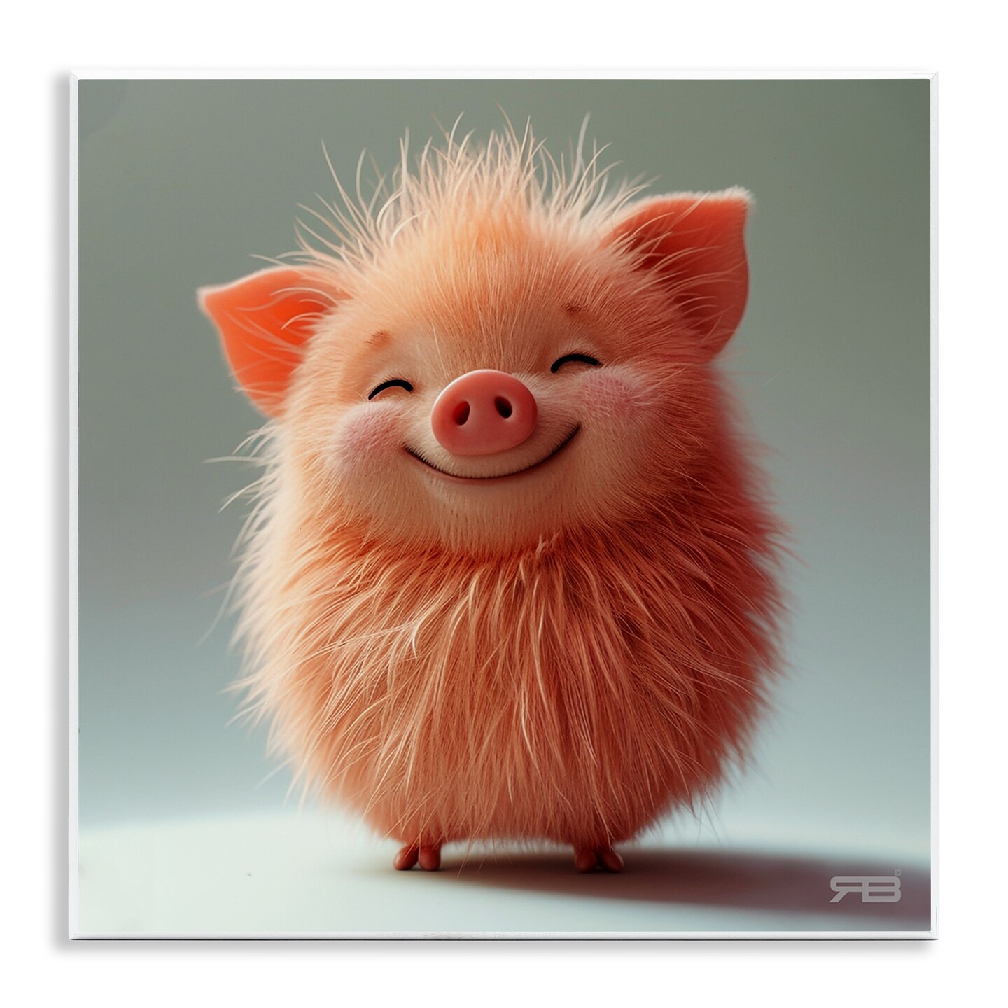 Stupell Industries Smiling Fluffy Piglet Wall Plaque Art Design by RB