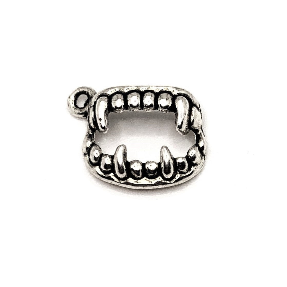 4, 20 or 50 Pieces: Silver Vampire Teeth Halloween Charms