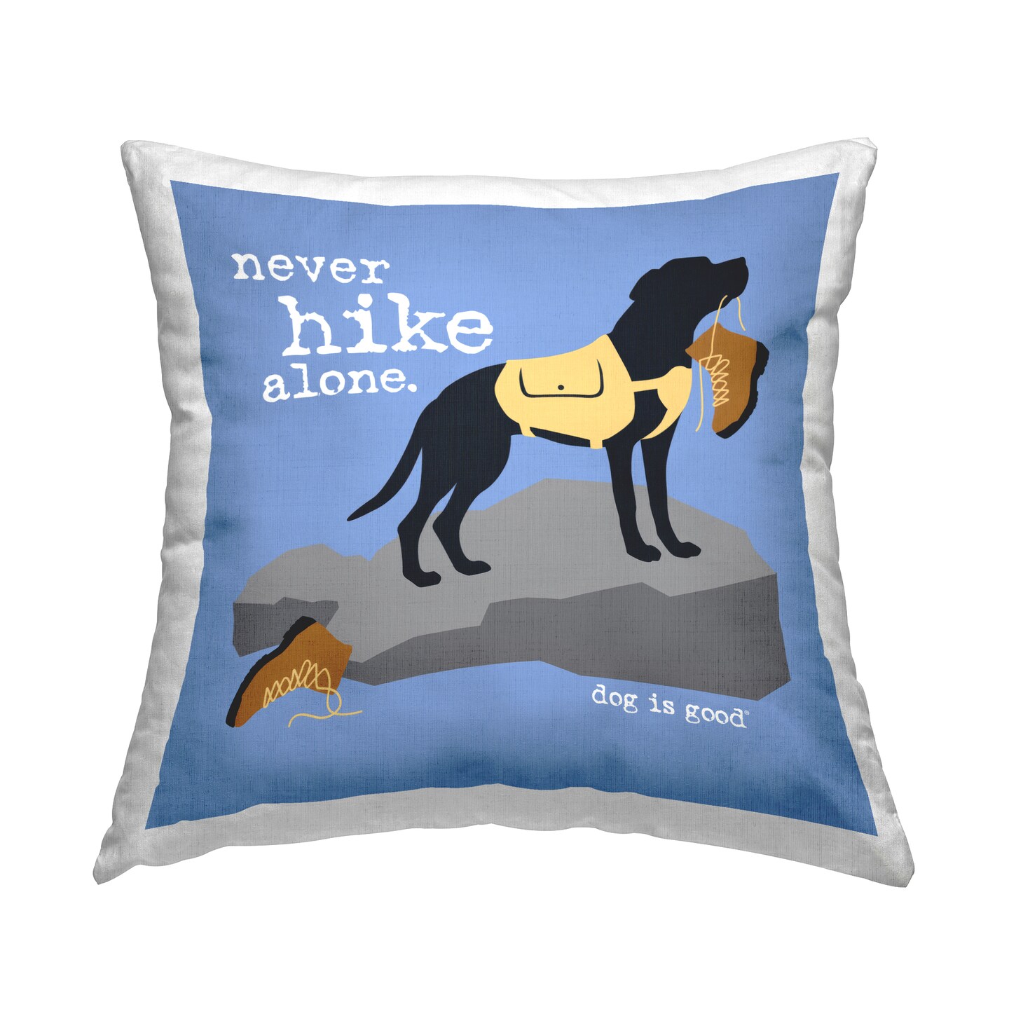 Never Hike Alone Dog Decorative Printed Throw Pillow Design by Dog Is Good, 18 x 7 x 18