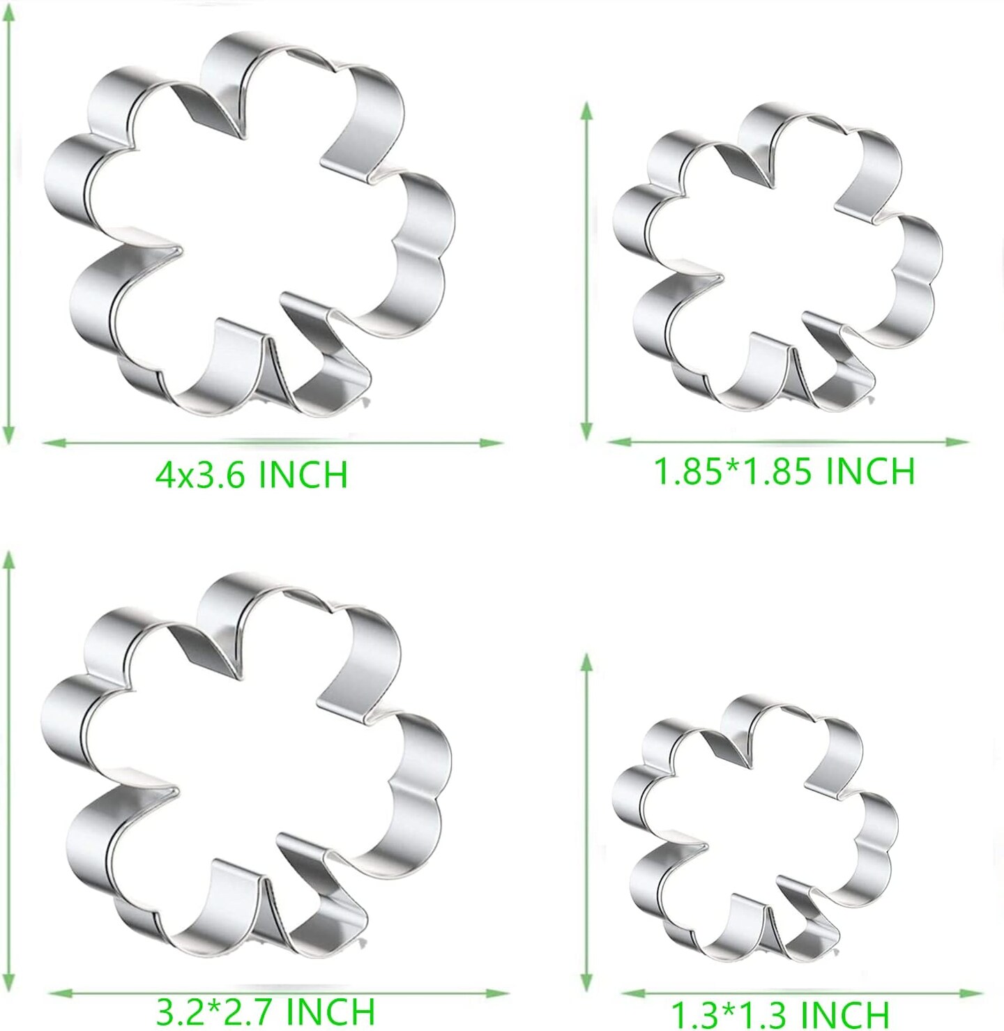 4-Piece Clover Cookie Cutter Set - Patrick&#x27;s Day Shamrock