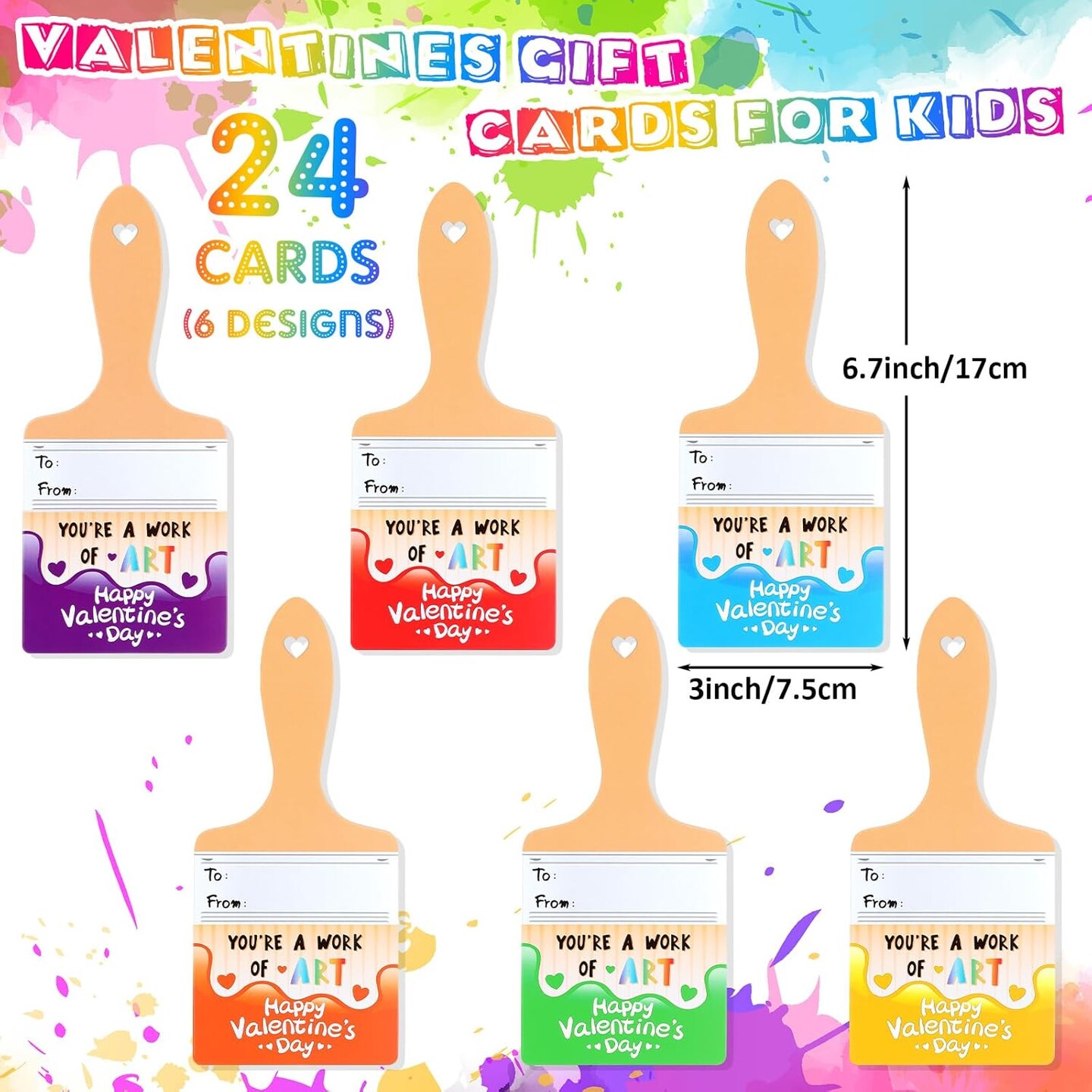 24 Sets Valentines Day Gifts for Kids Valentines Gift Painting Cards Painting Canvas Panel with Wooden Easel Watercolor Paints Kit for School Classroom Exchange Gift Valentine&#x27;s Day Favor