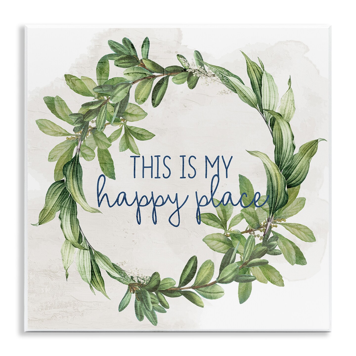 Stupell Industries Happy Place Wreath Wall Plaque Art Design by Anne Bailey