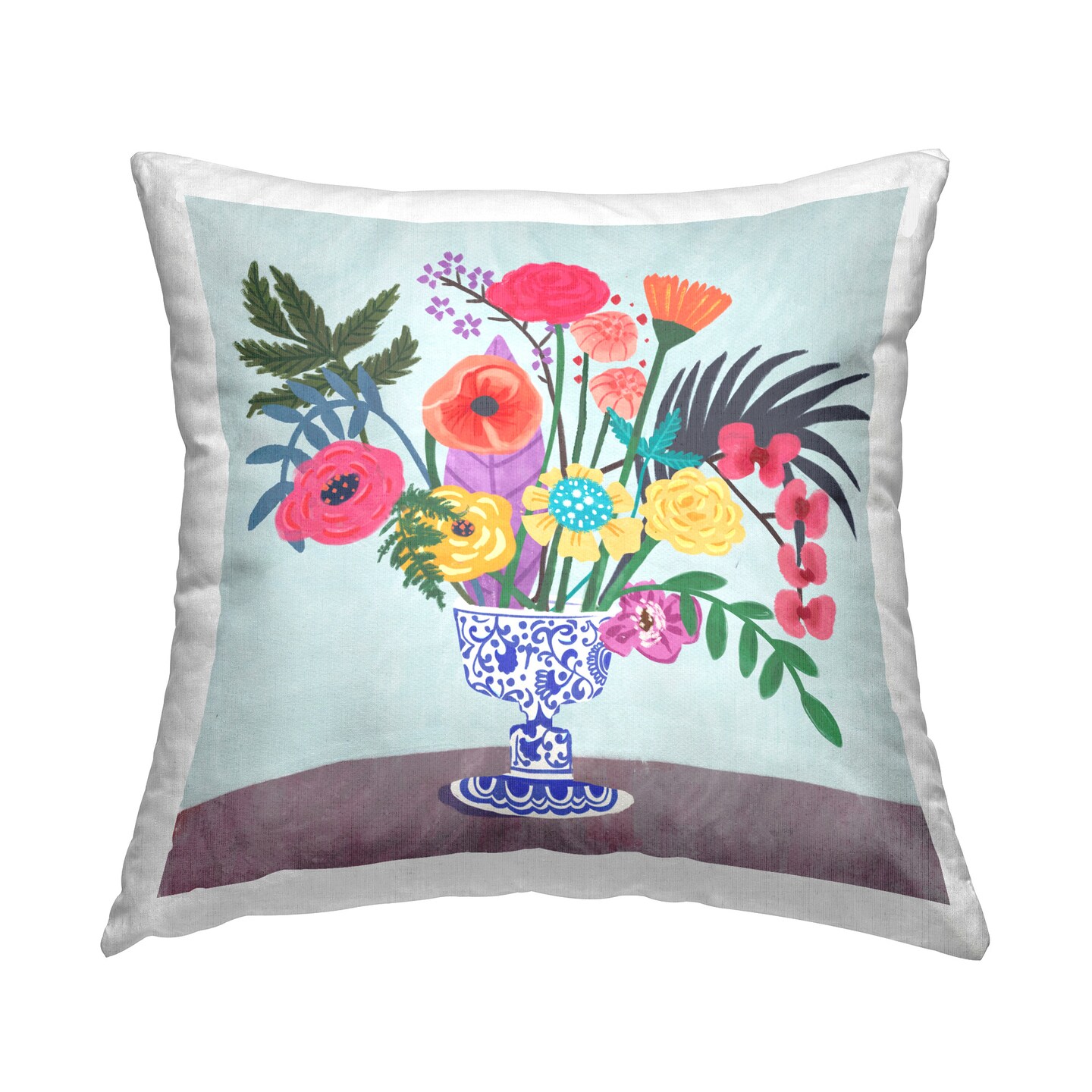 Mixed Modern Blooms Design by Juliet Rose Throw Pillow 