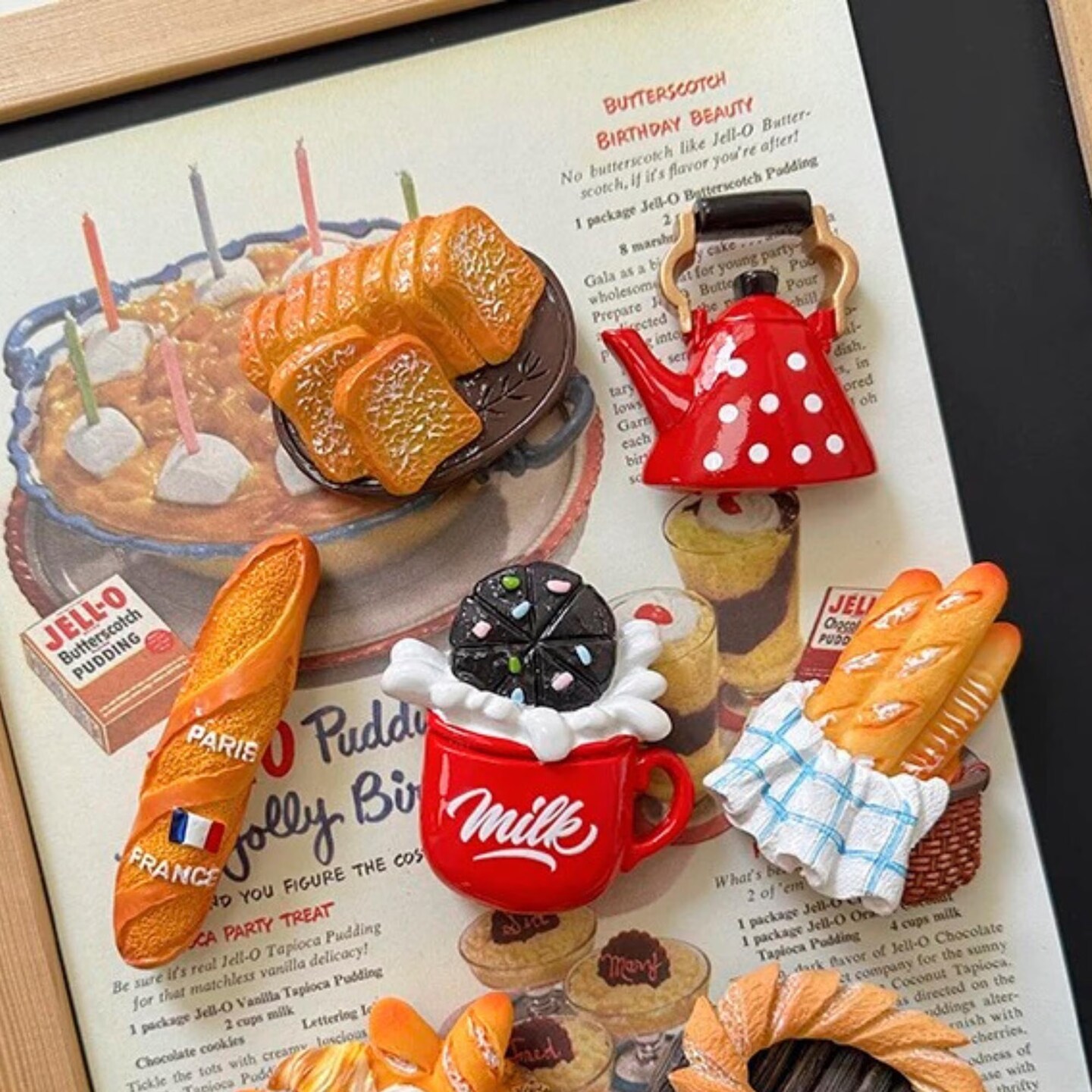 Bread Bakery Fridge Magnet Set, Realistic Miniature Food, Kitchen