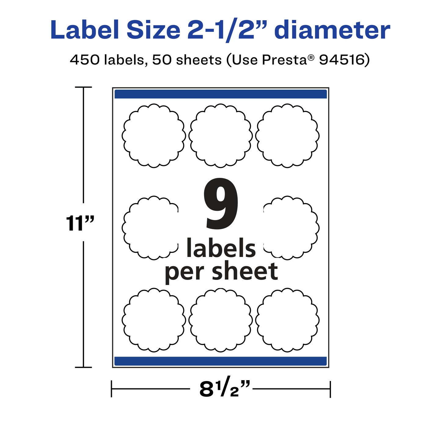 Avery White Round Scalloped Labels, 2.5&#x22; diameter