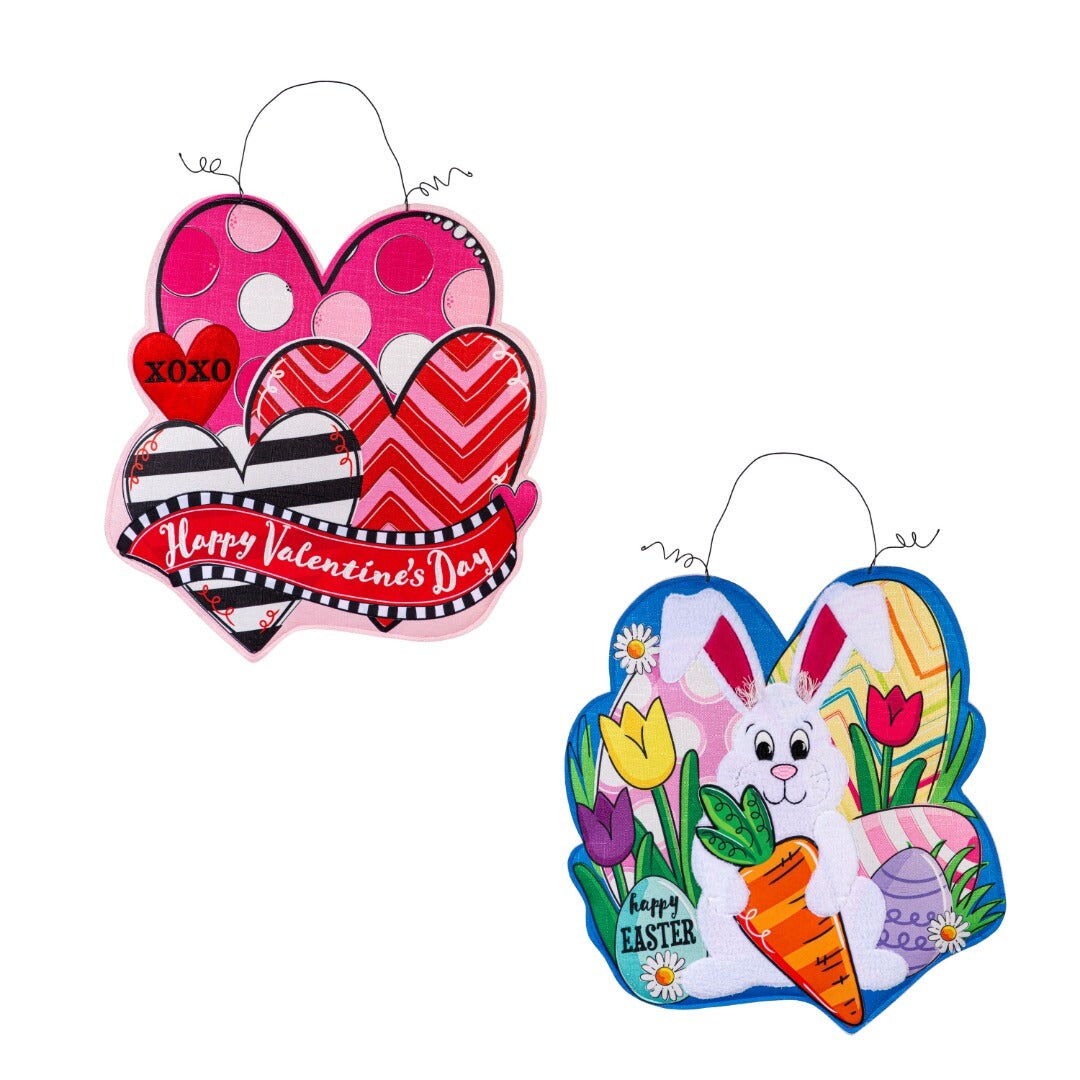 Valentine and Easter Door Decoration Reversible