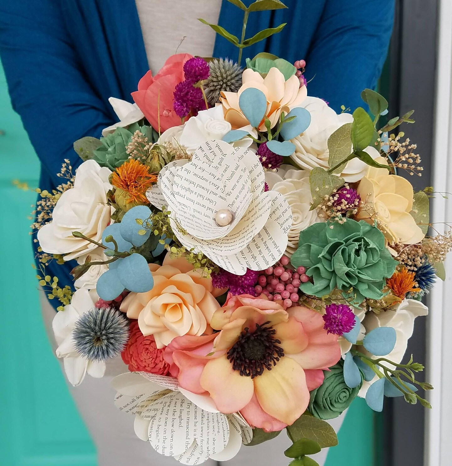 Wildflower Sola Wood Flower Bouquet with Book Flowers | MakerPlace