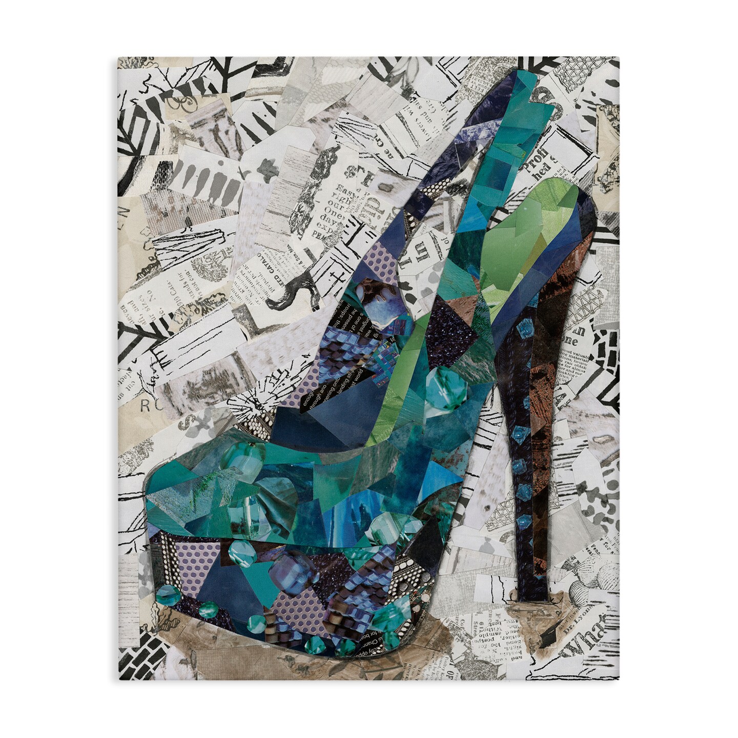 Stupell Industries Collaged High Heel Canvas Wall Art Design by