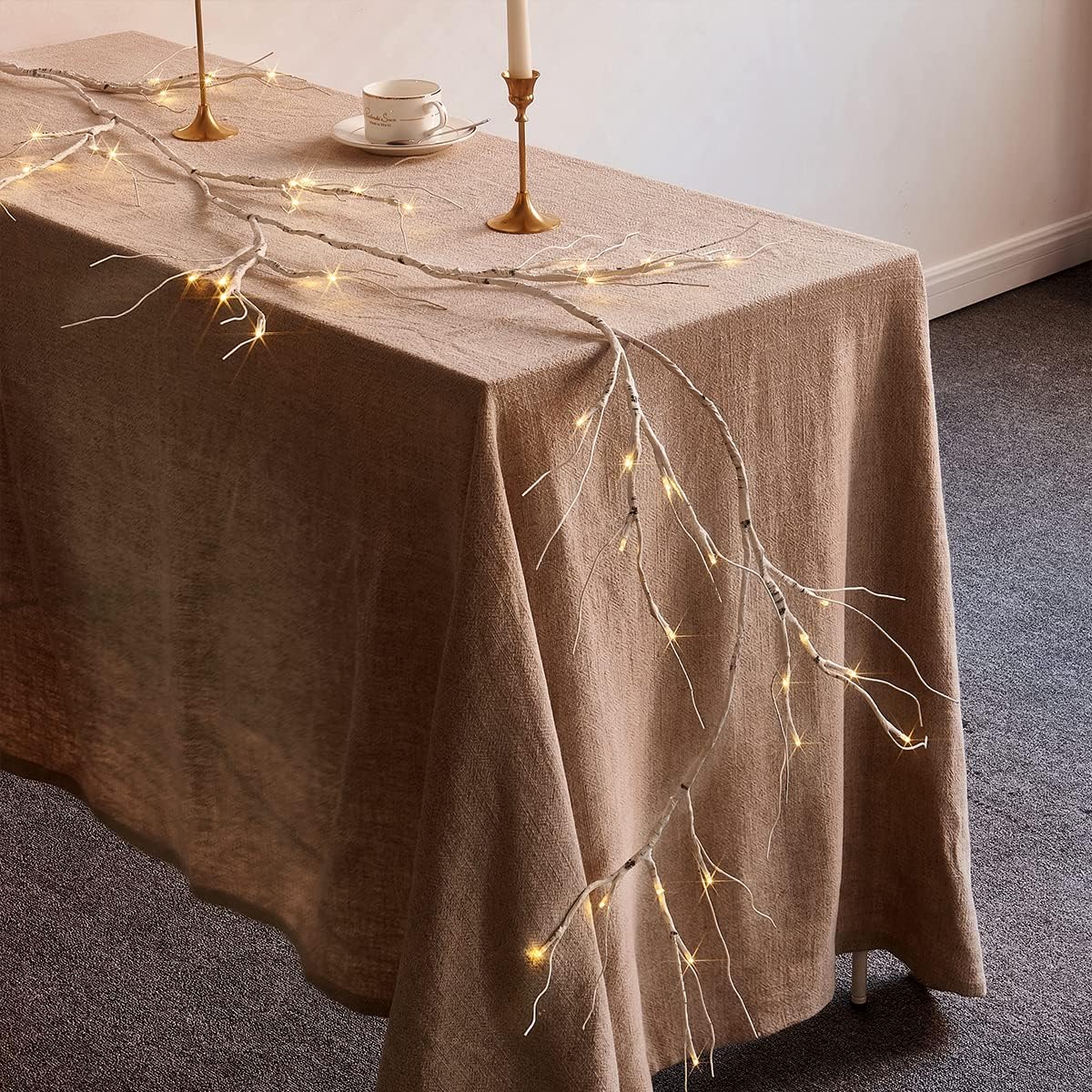 Perfect Holiday 48 LED Birch Garland Lights, 6FT WARM WHITE