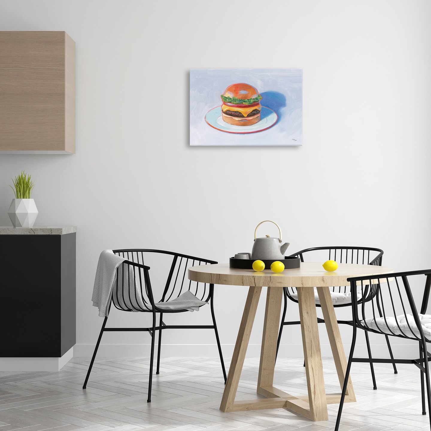 Stupell Industries Burger on Plate Canvas Wall Art Design by Wild Apple