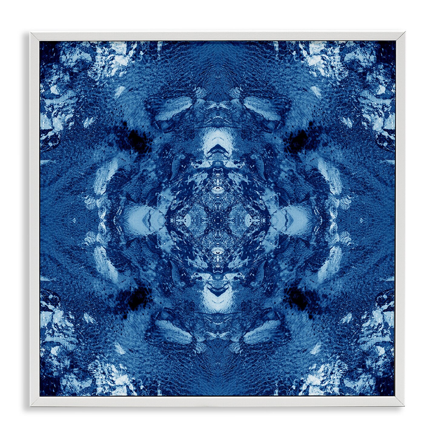 Stupell Industries Blue & White Mosaic Framed Giclee Wall Art Design by El Perkin