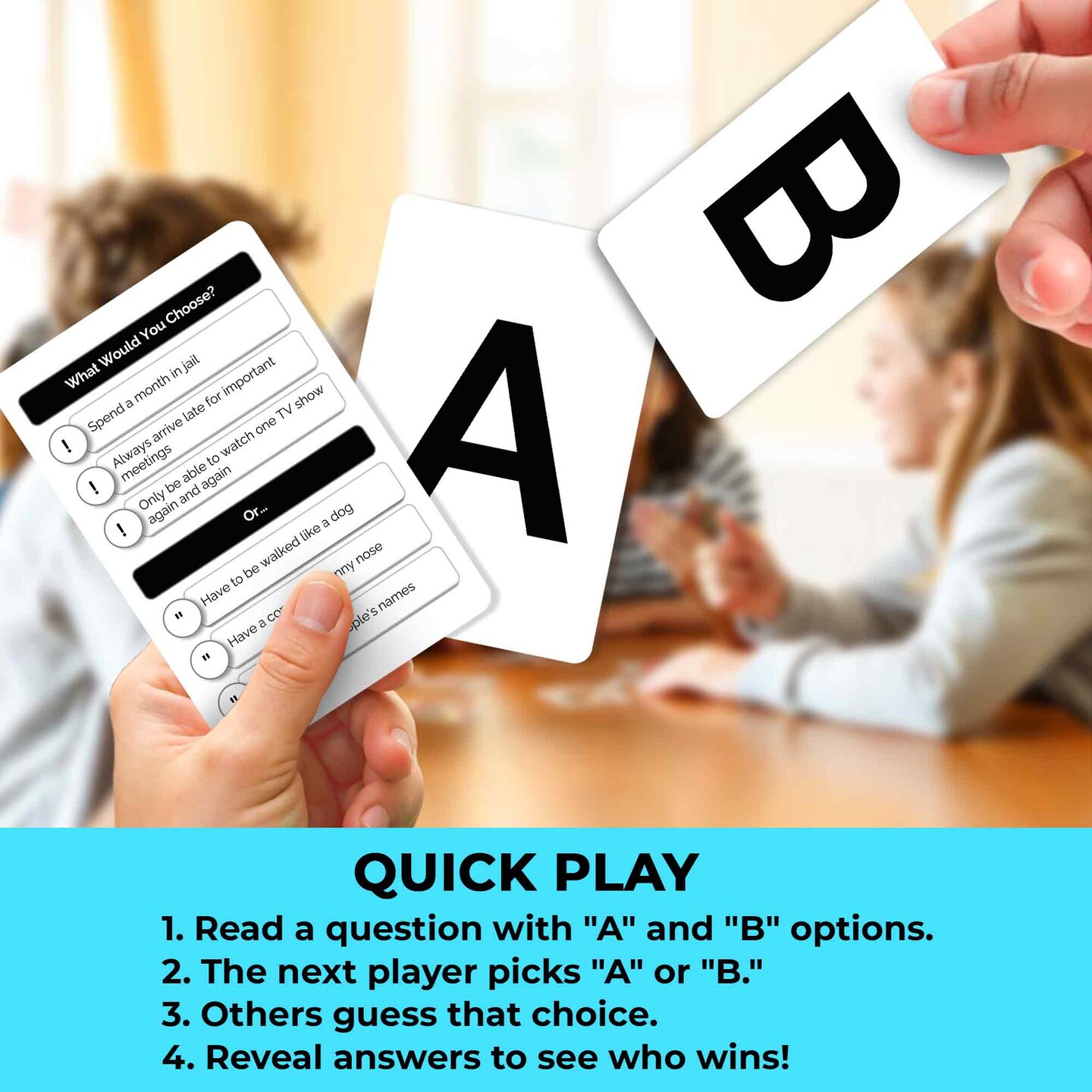 QUOKKA Board Games for Kids 8-12 Year Olds - Family Card Game for Kids Ages 6-8 - What Would You Choose | Do Family Rather? | Pick Your Answer | Get to Know Your Family