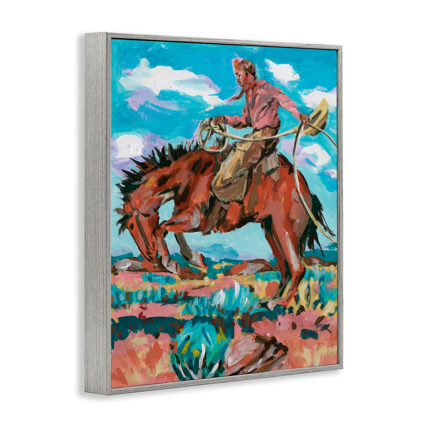 Stupell Industries Lassoing Cowboy Scene Framed Giclee Wall Art Design by Samuel Dixon