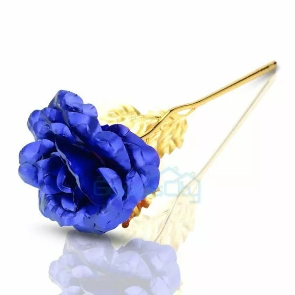 Gold Plated Blue Rose Flower 24K Gold foil For Valentine&#x27;s Day Gift Luxury Gift