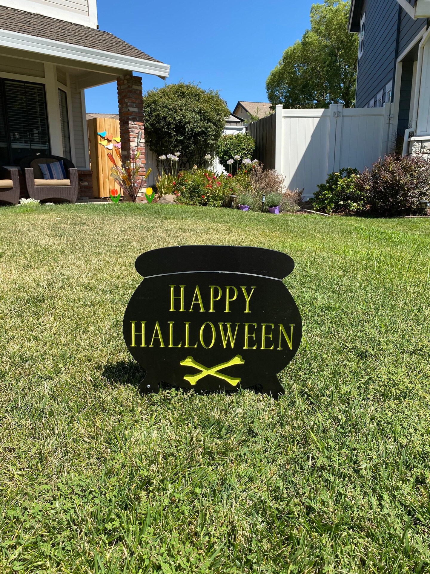 Happy Halloween Cauldron, Engraved Wood Halloween Decoration product 3