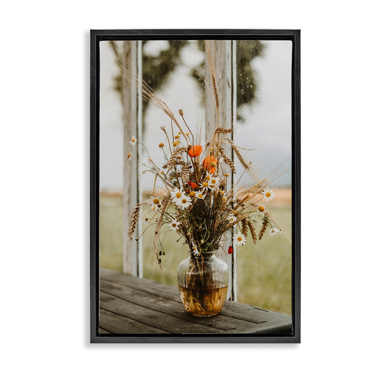 Stupell Industries Bouquet with Window View Framed Floater Canvas Wall Art Design by Incado
