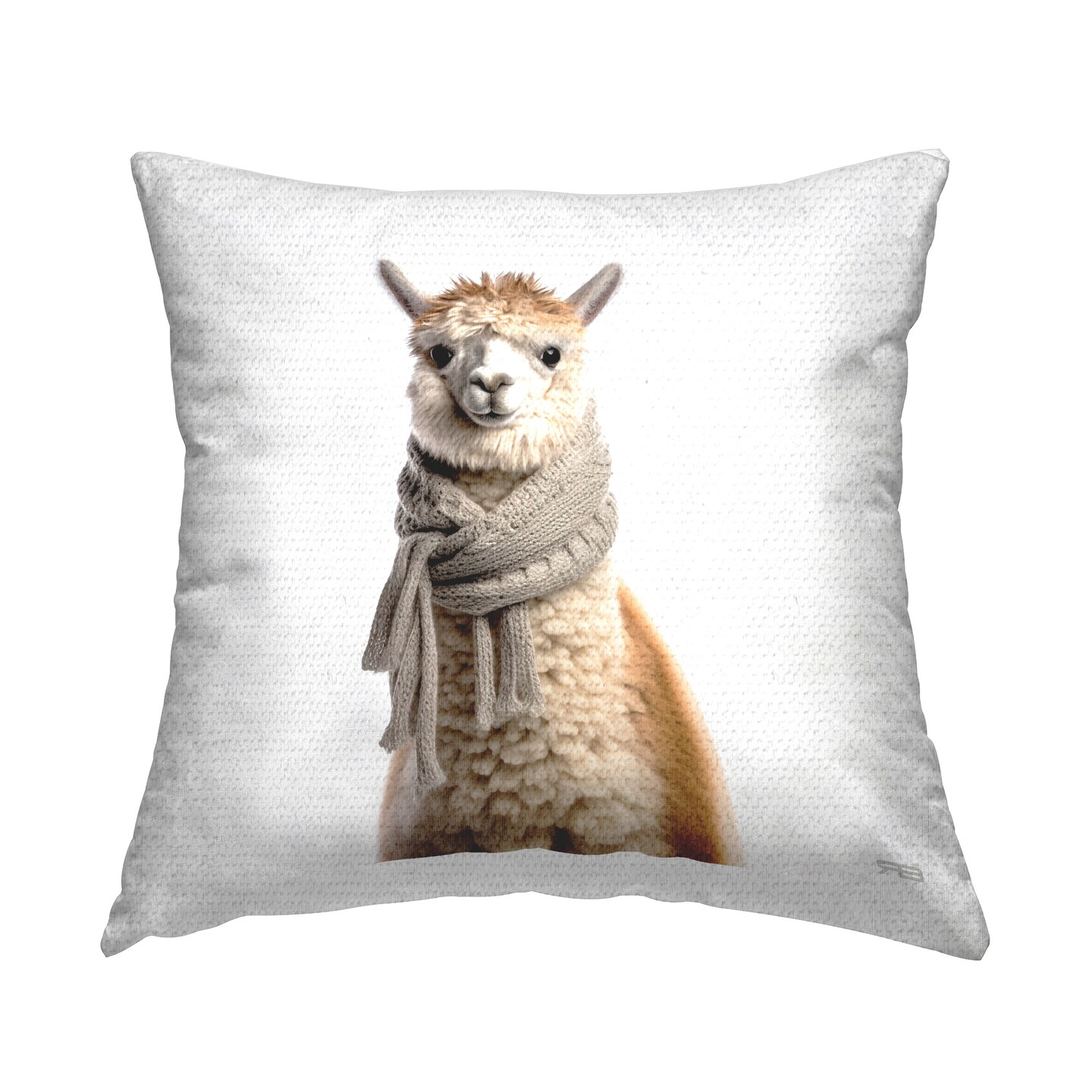 Fluffy Alpaca in Scarf Design by RB Outdoor Printed Pillow 