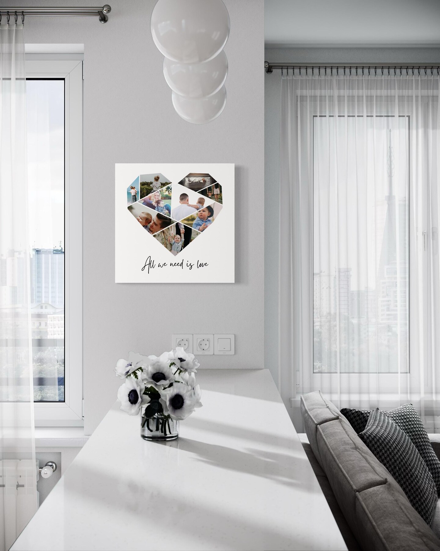 thumbnail image 2 of Personalized Family Heart Photo Collage Canvas, Custom The Whole Family 2 of 9