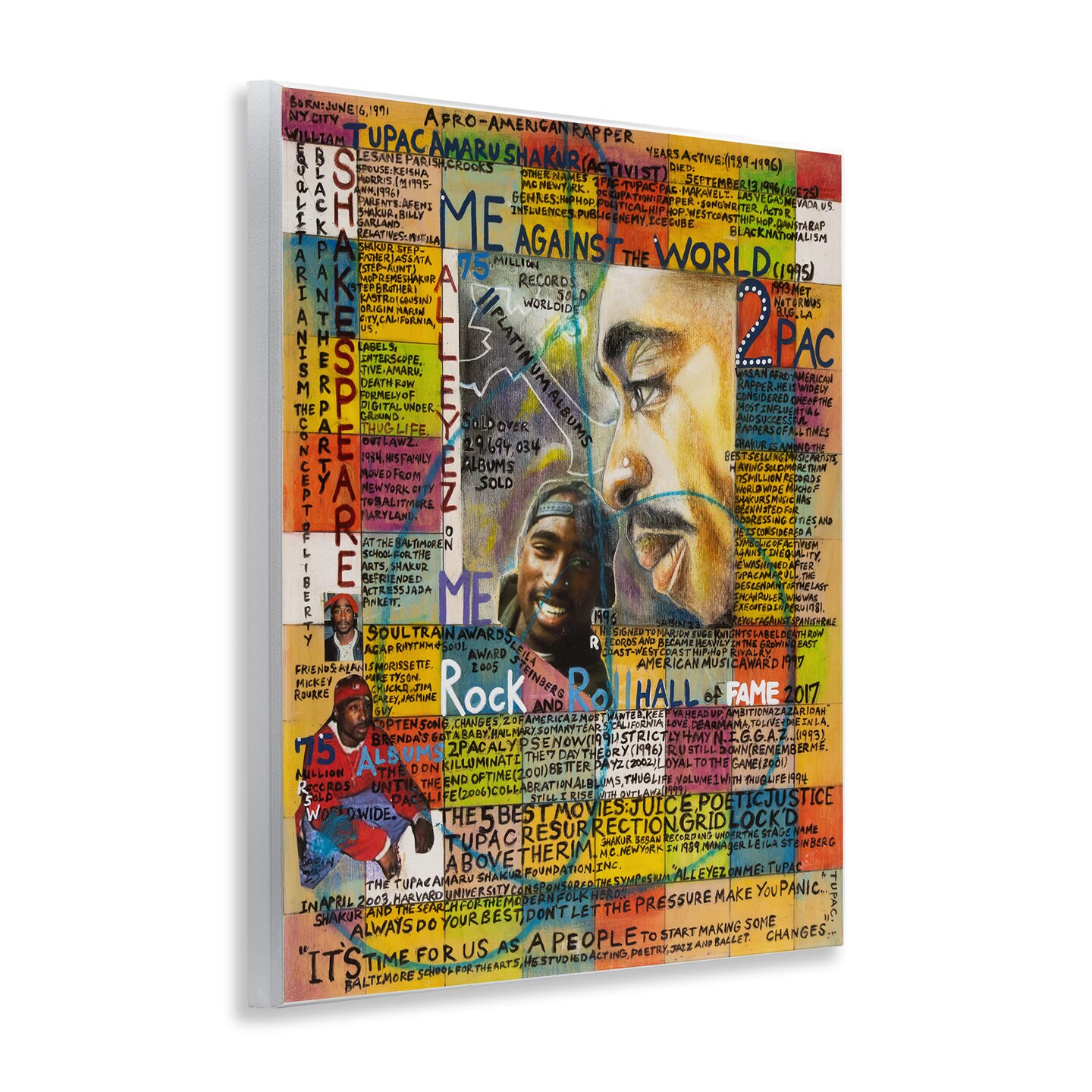 Stupell Industries Tupac Musician Collage Wall Plaque Art Design by Sabin