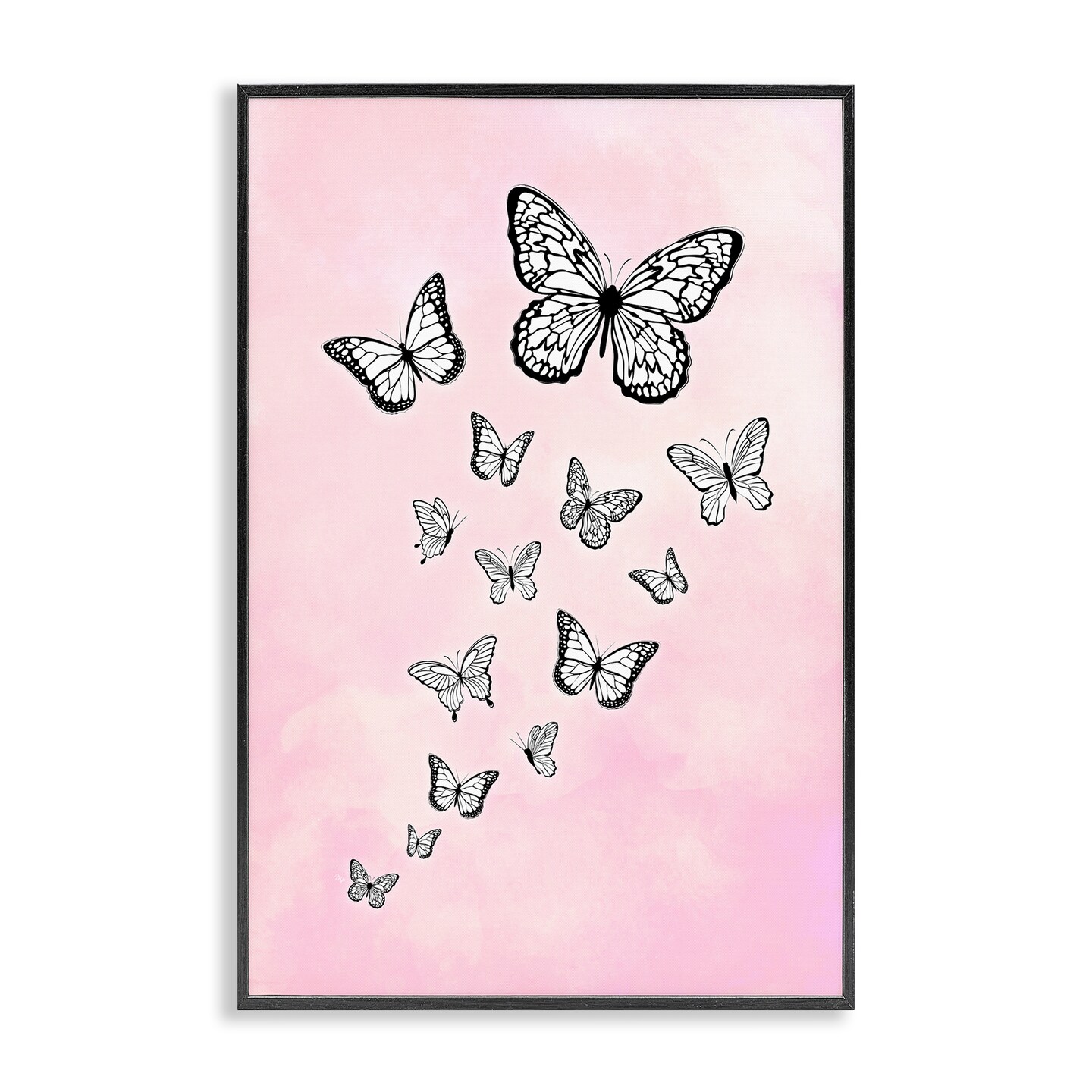 Stupell Industries Pink Fluttering Butterflies Framed Giclee Wall Art Design by Martina Pavlova