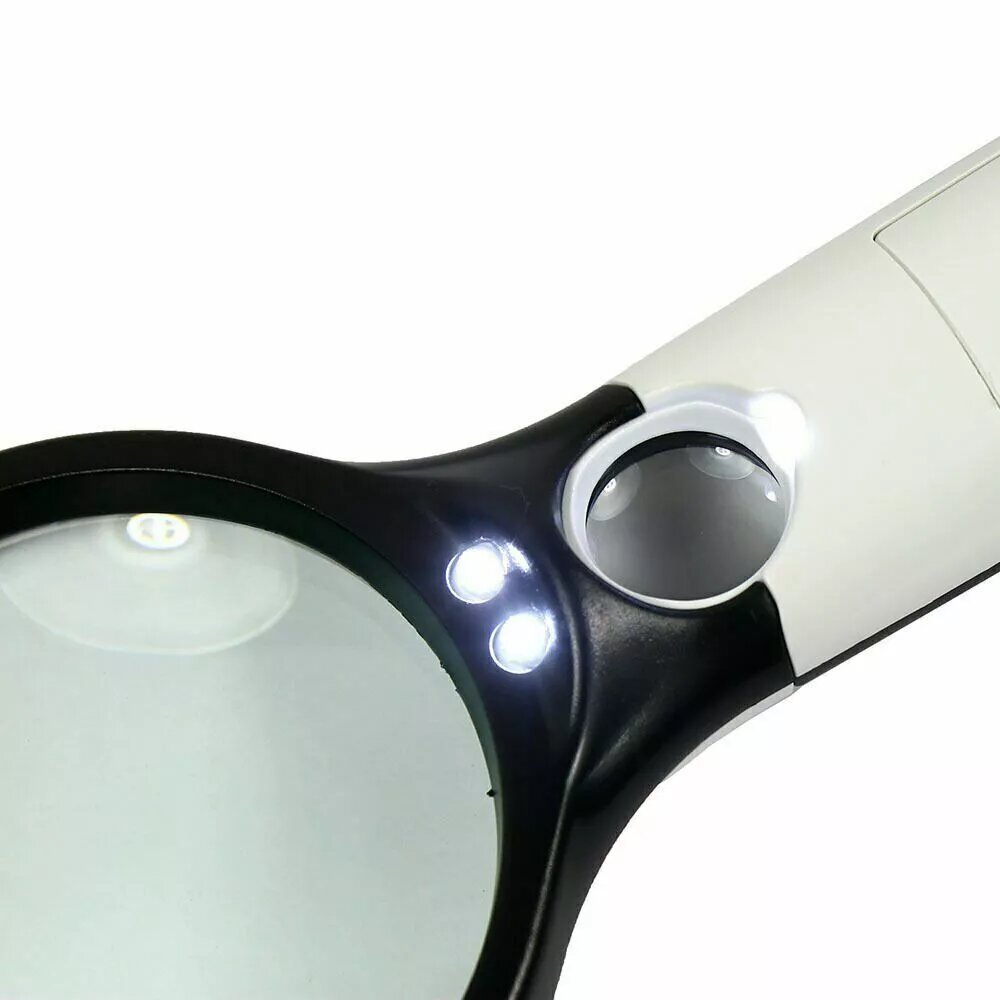 Kitcheniva LED Lighted 3X &#x26; 45X Handheld Magnifier Reading Magnifying Glass