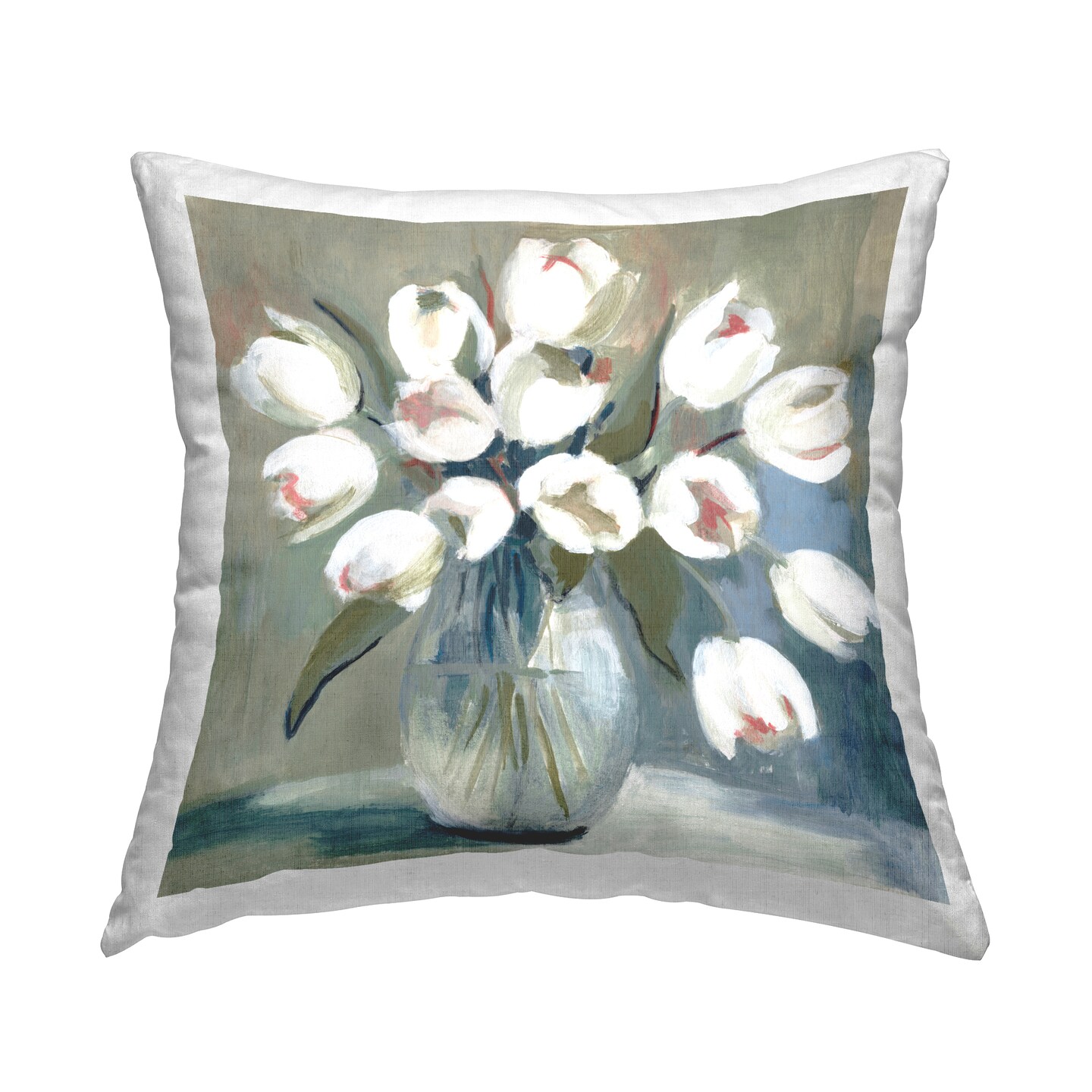 White Tulip Vase Decorative Printed Throw Pillow Design by Charity Henderson, 18 x 7 x 18