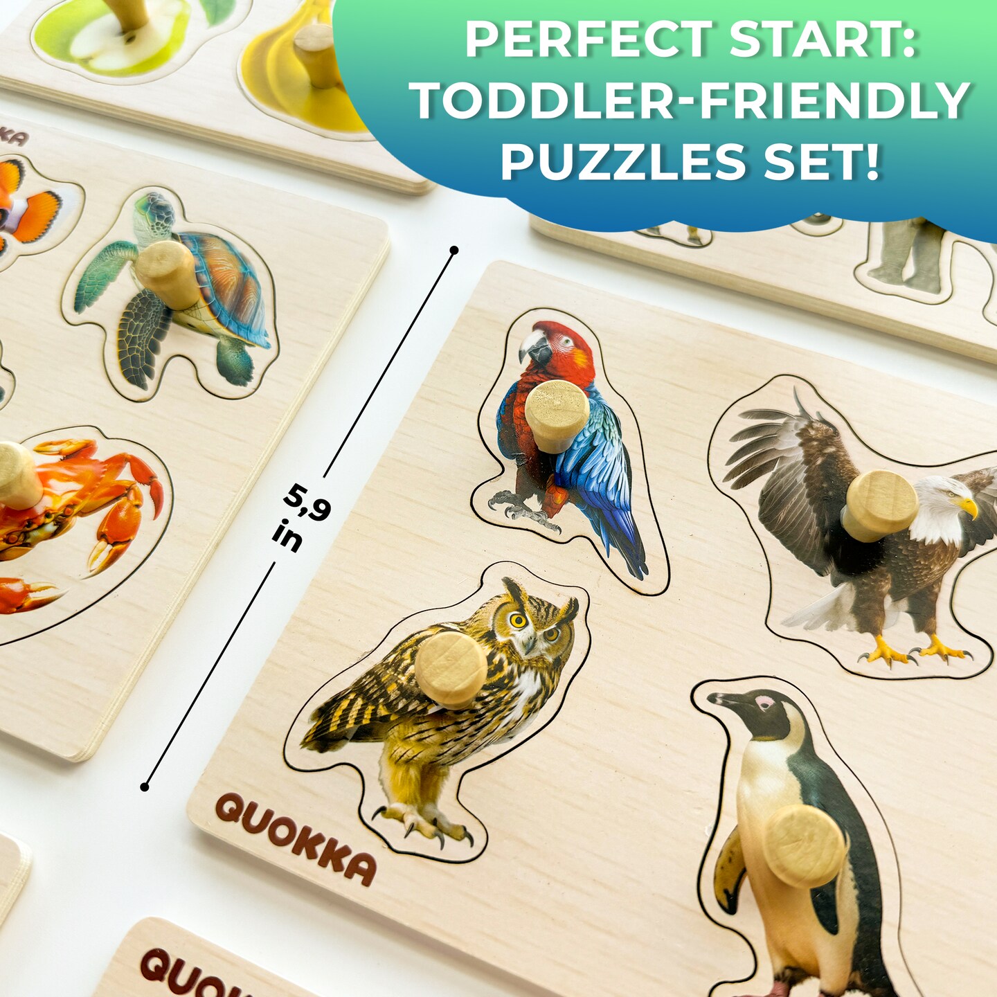 4 Set Wooden Puzzles for Toddlers 1-3 | Animal