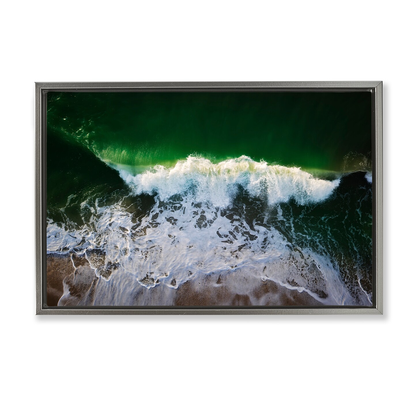 Stupell Industries Deep Green Wave Splash Framed Floater Canvas Wall Art Design by Rick Berk
