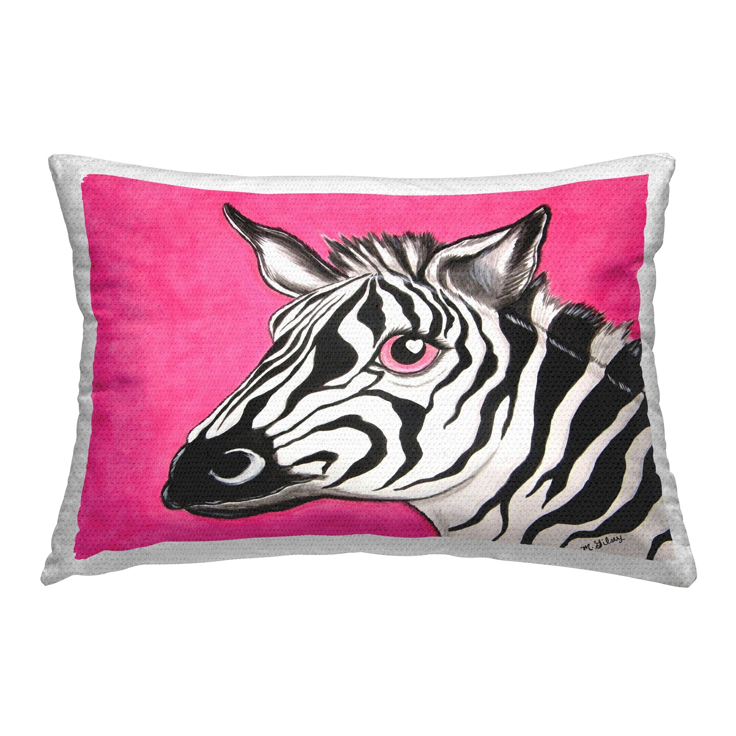Heart Eyes Zebra Design by Michelle Gilsey Outdoor Printed Pillow