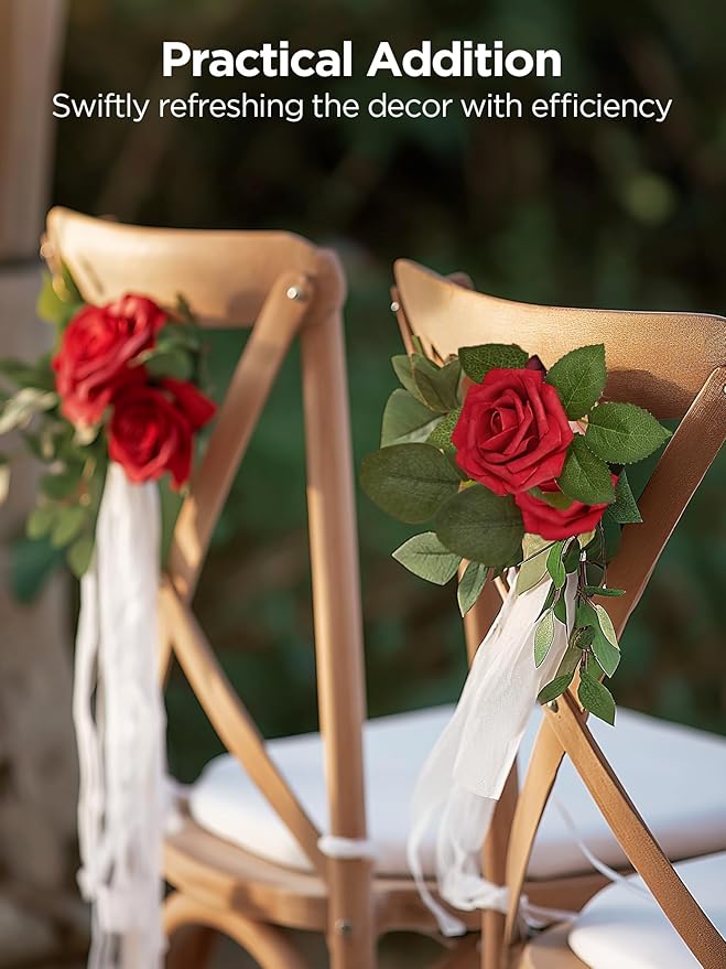 Artificial Flowers, 100 Pcs Dark Red Foam Fake Roses Bulk with Stems for Decoration DIY Wedding Bouquets Centerpieces Bridal Shower Party Christmas Tree