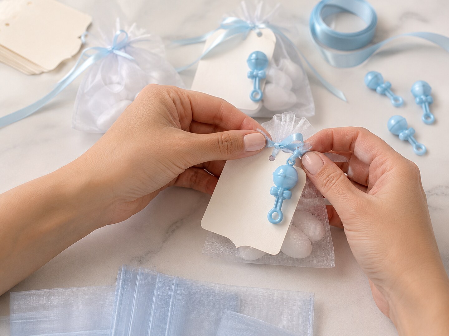 Mini Baby Rattle Blue 1.75" – 24/Pack | Cute Baby Shower Favors & Craft Embellishments